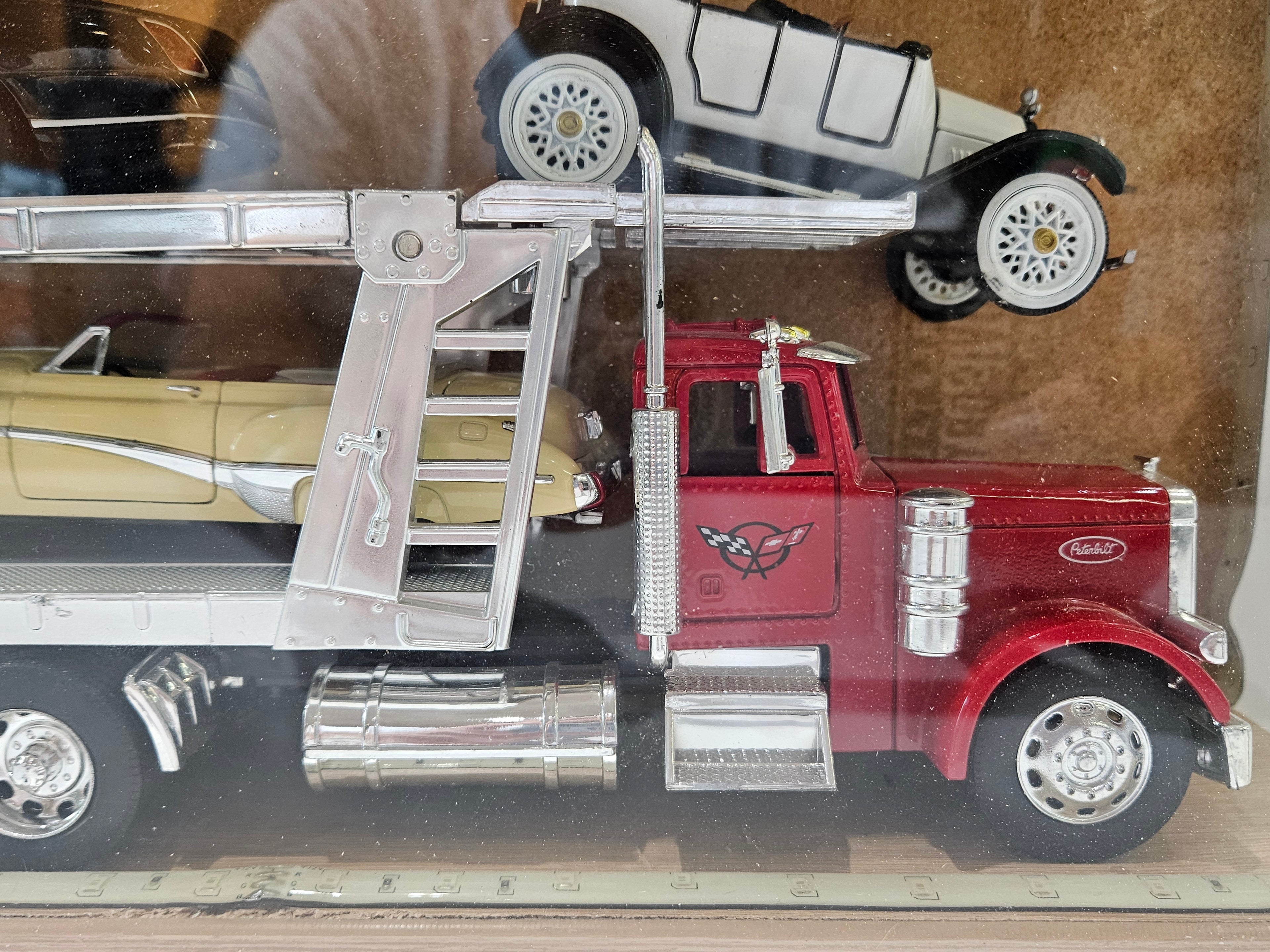Vintage Diecast Car Carrier Transport Truck Display Collection With Acrylic Case