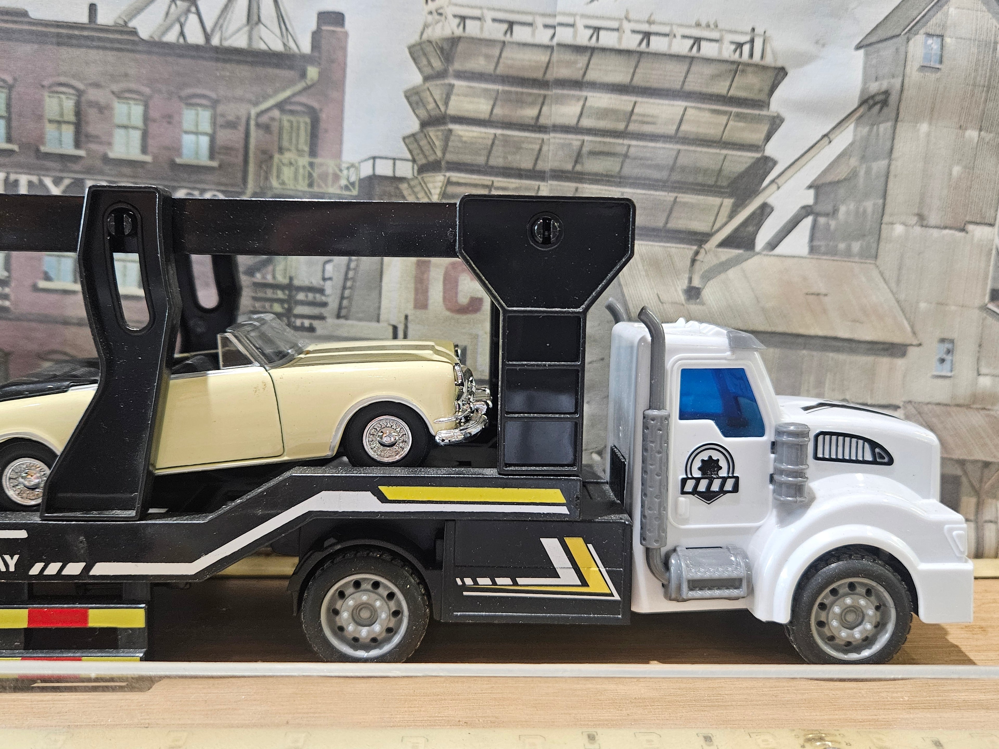 Vintage Diecast Car Carrier Transport Truck Display Collection With Acrylic Case