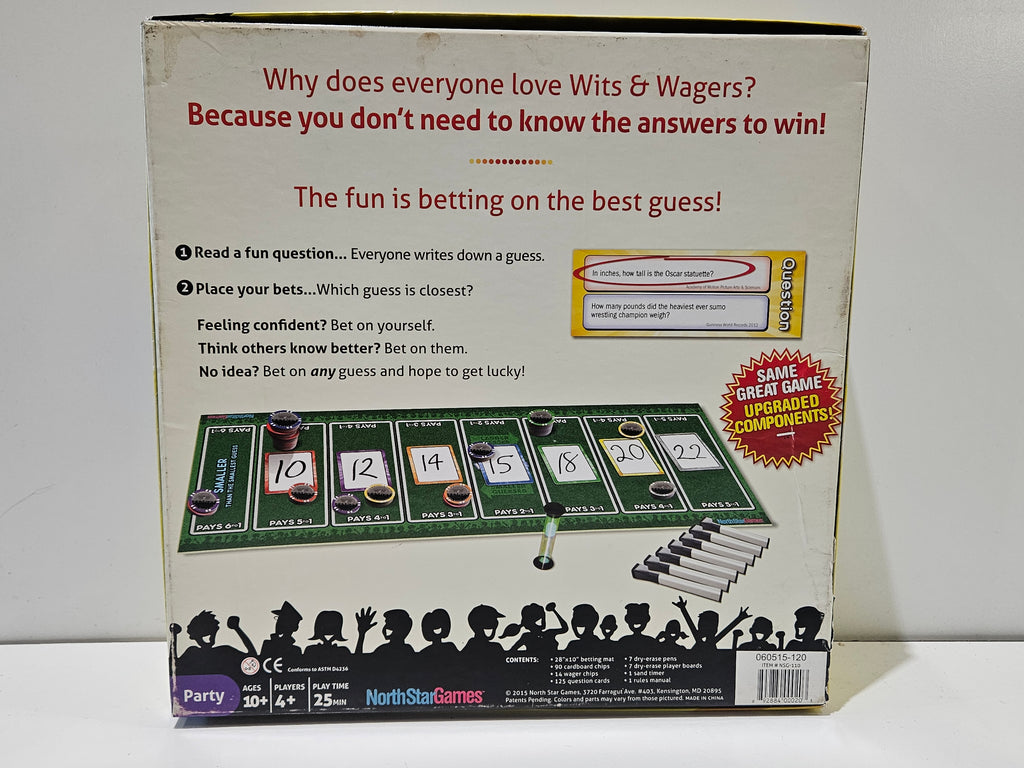 Wits & Wagers Deluxe Edition Party Board Game North Star Games Family Trivia