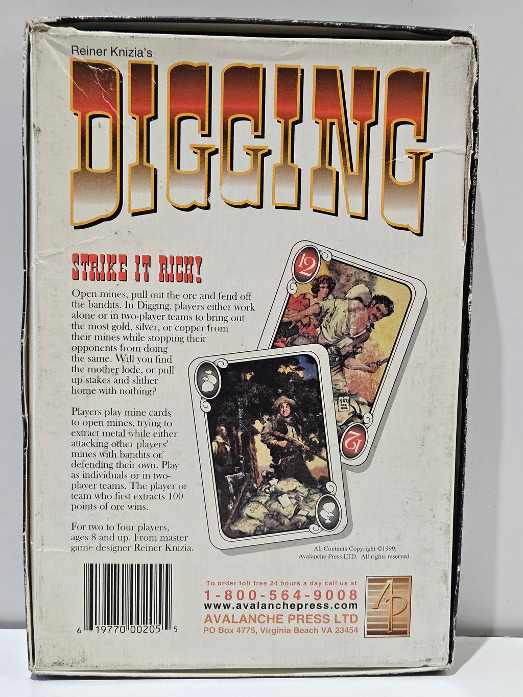 Vintage 1999 Digging Card Game Reiner Knizia Old West Prospecting Avalanche Press