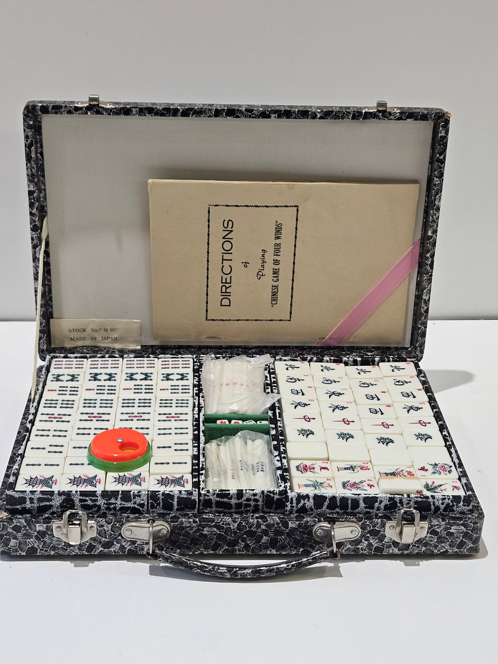 Vintage Made In Japan Chinese Game Of Four Winds Mahjong Tile Set Carry Case