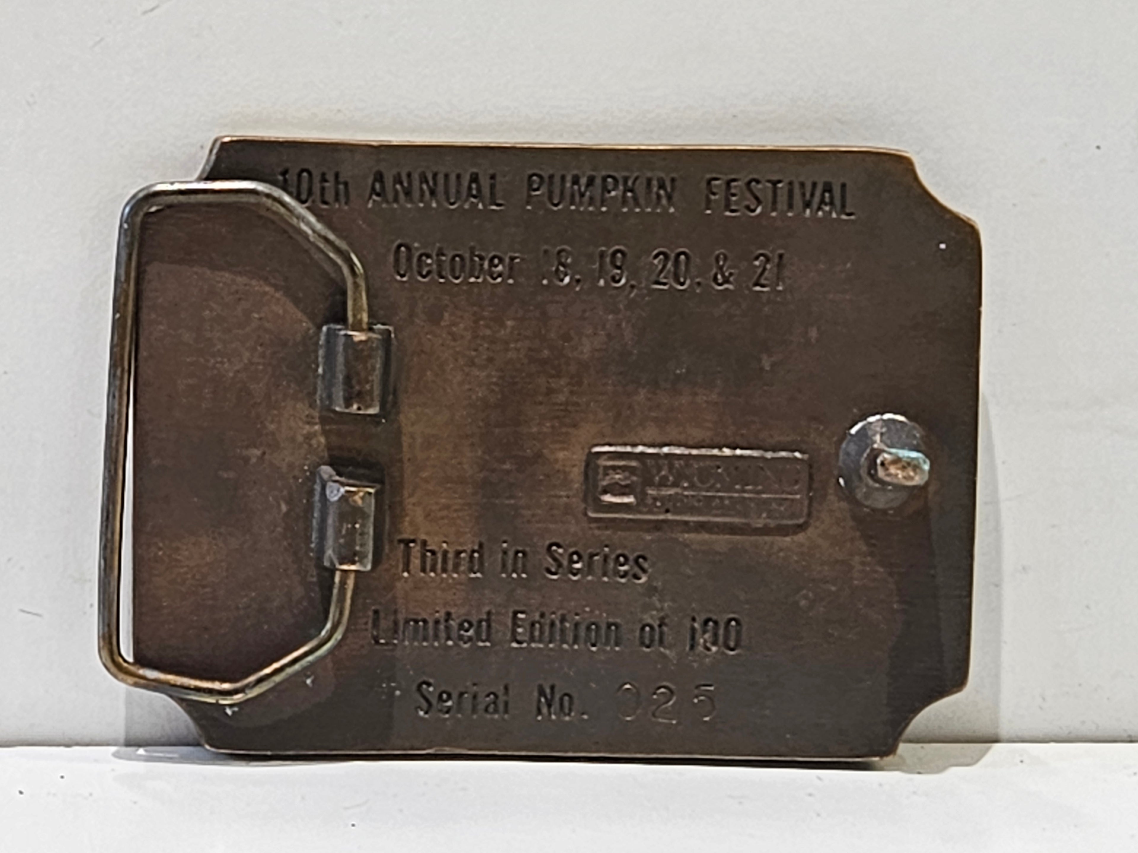 Rare 1984 Manteca Pumpkin Festival Belt Buckle LE 130