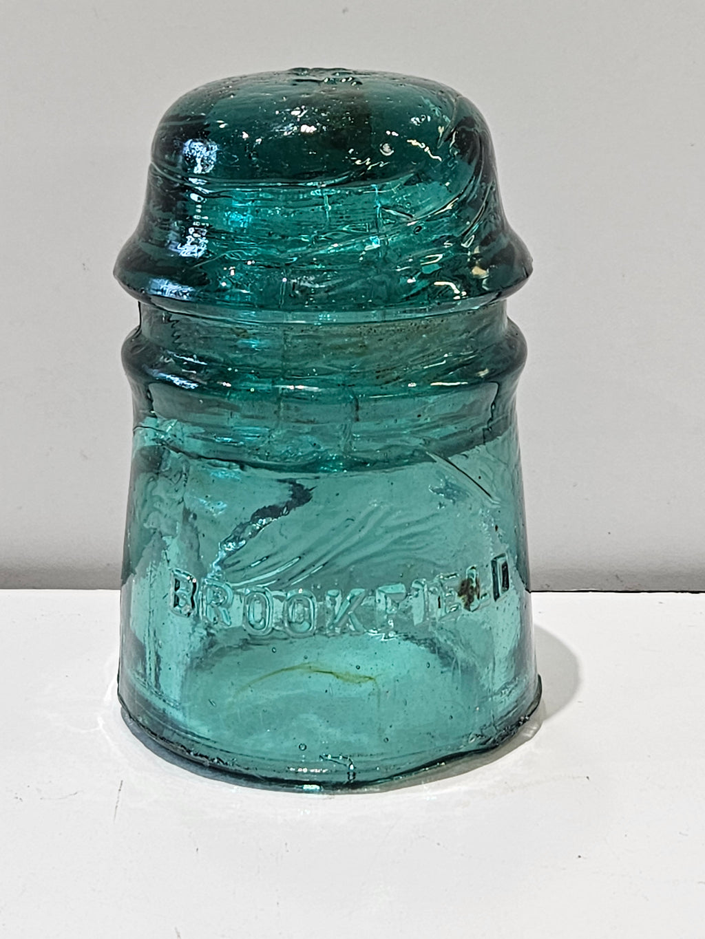 Vintage Brookfield Aqua Blue Glass Telegraph Insulator Railroad Utility Collectible