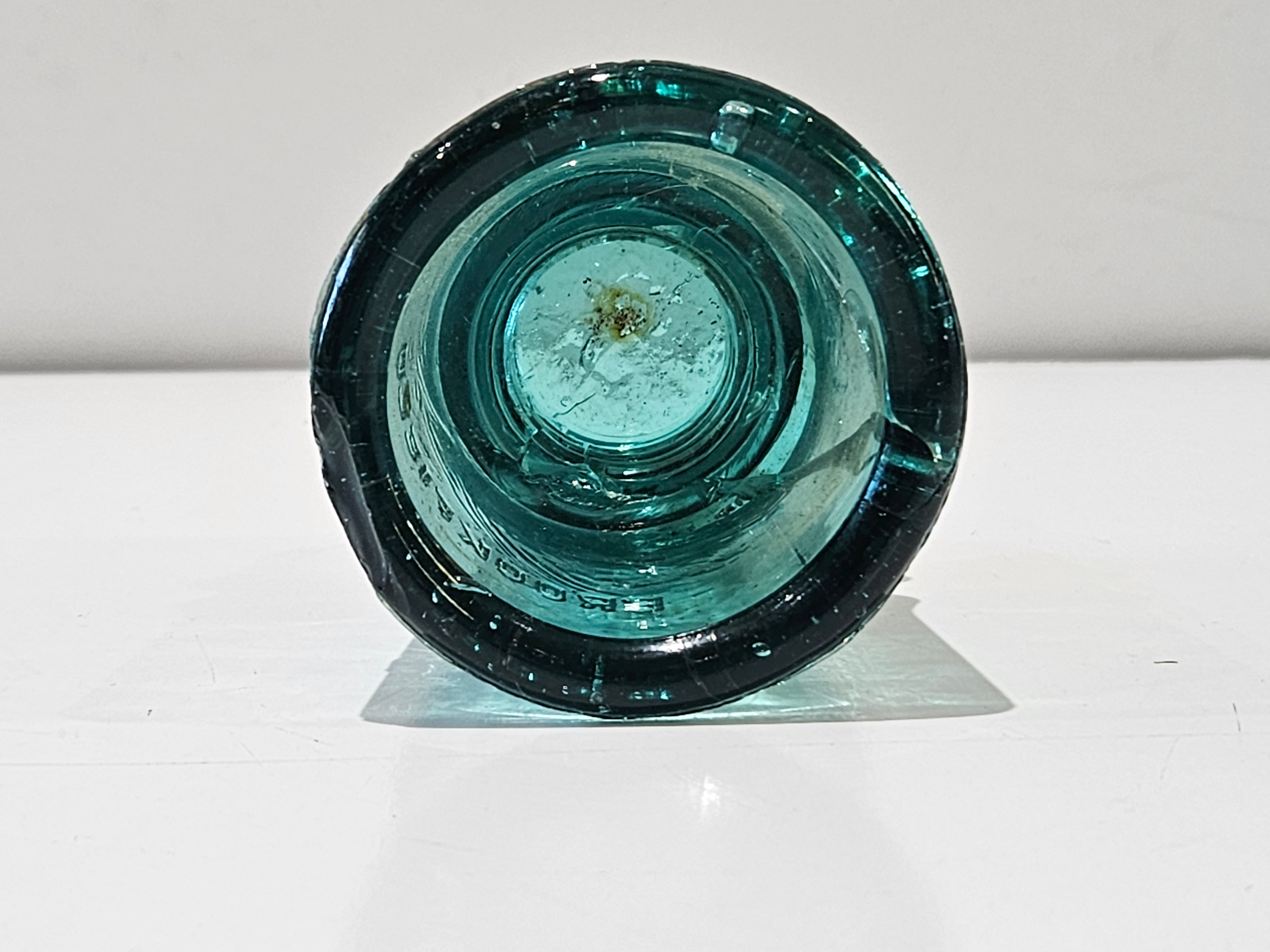 Vintage Brookfield Aqua Blue Glass Telegraph Insulator Railroad Utility Collectible