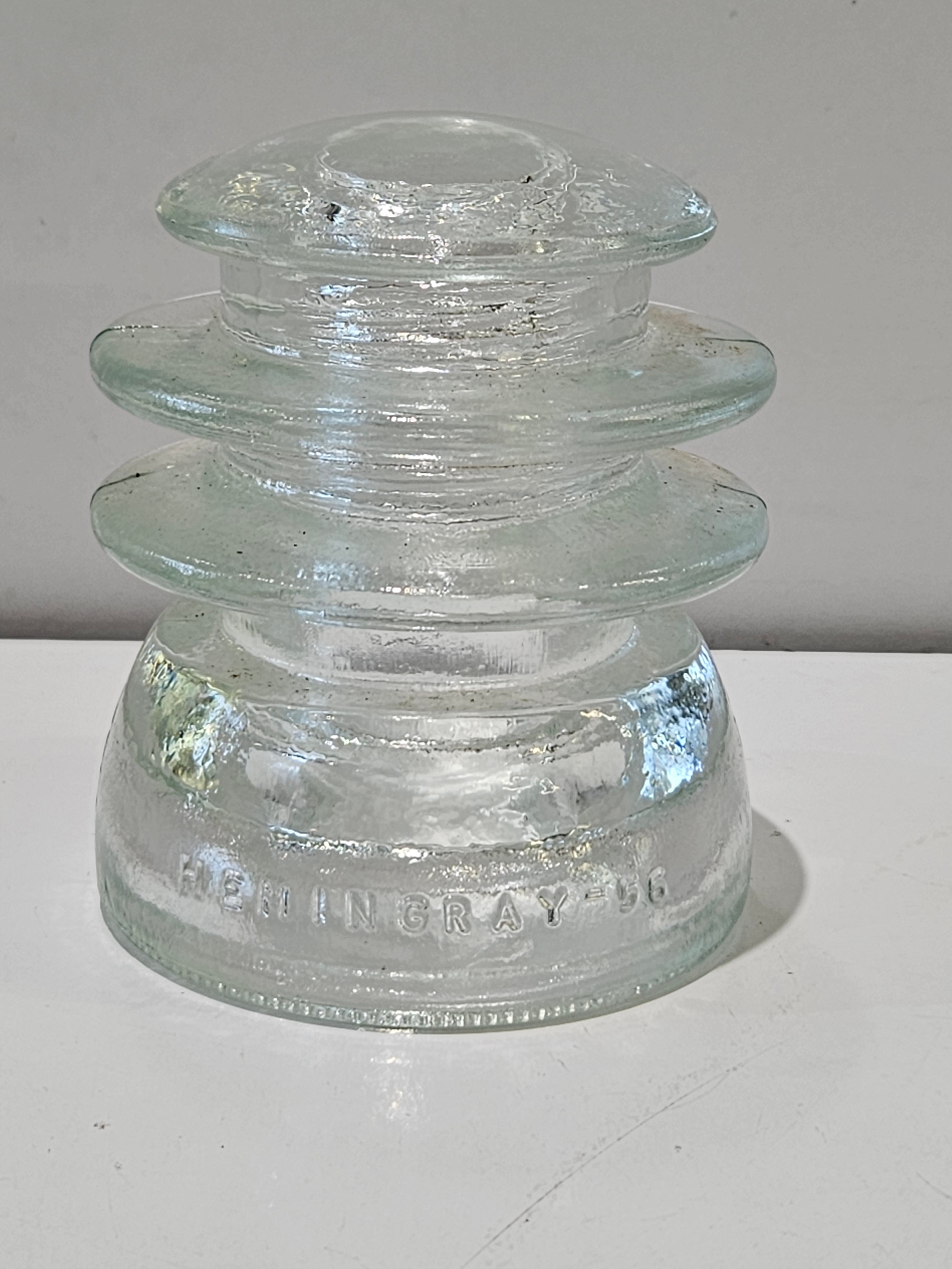 Vintage Hemingray 56 Clear Glass Telegraph Insulator Utility Line Collectible