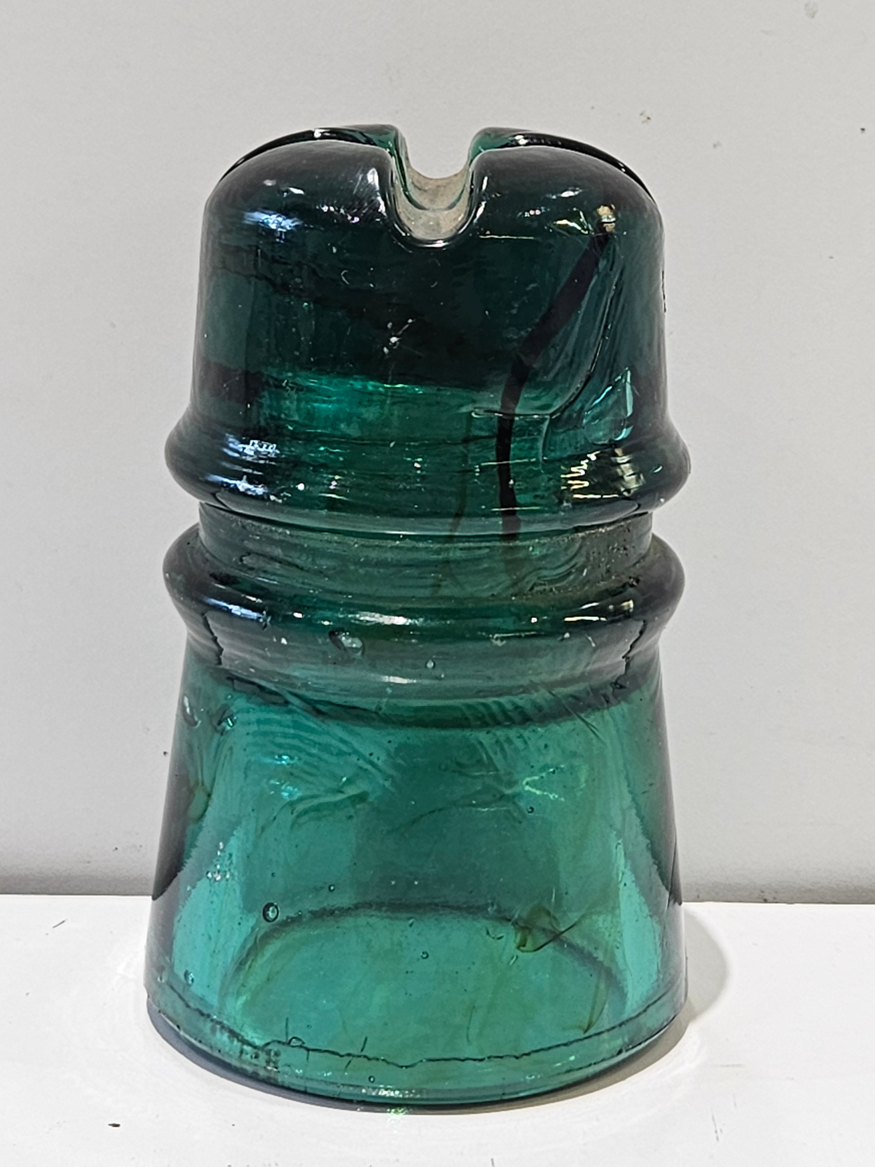 Vintage AT&T Aqua Blue Glass Telegraph Telephone Insulator Utility Line Antique