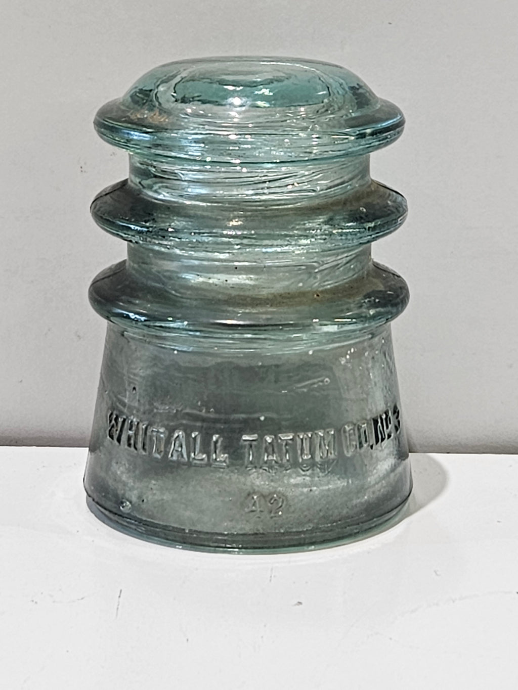 Vintage Whitall Tatum No. 42 Clear Aqua Glass Telegraph Insulator Utility Collectible