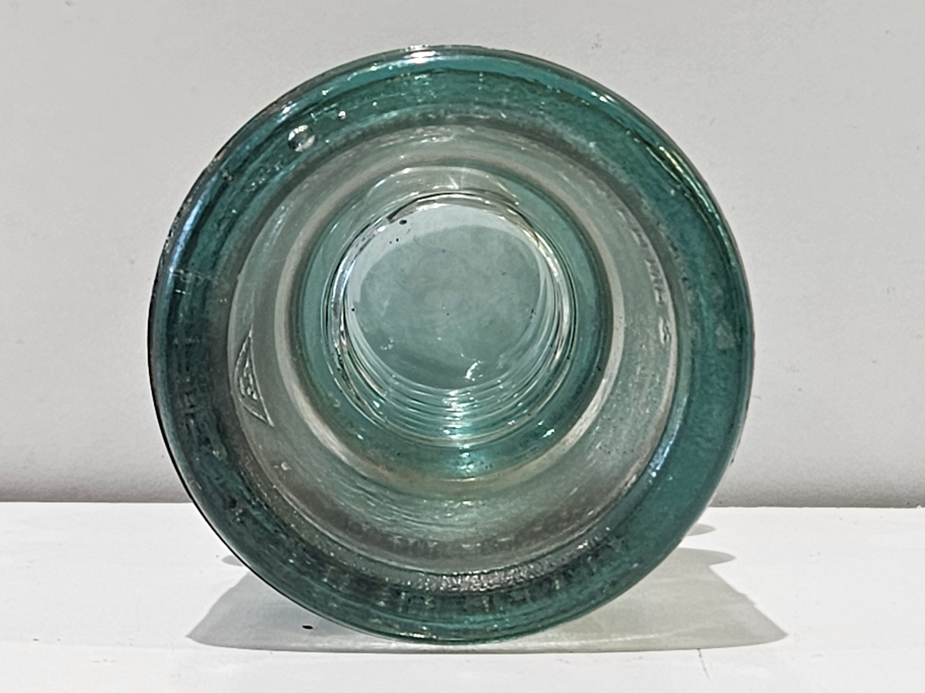 Vintage Whitall Tatum No. 42 Clear Aqua Glass Telegraph Insulator Utility Collectible