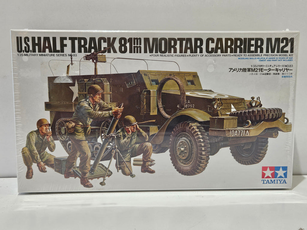 Vintage Tamiya 1:35 U.S. Half Track 81mm Mortar Carrier M21 Model Kit No. 83