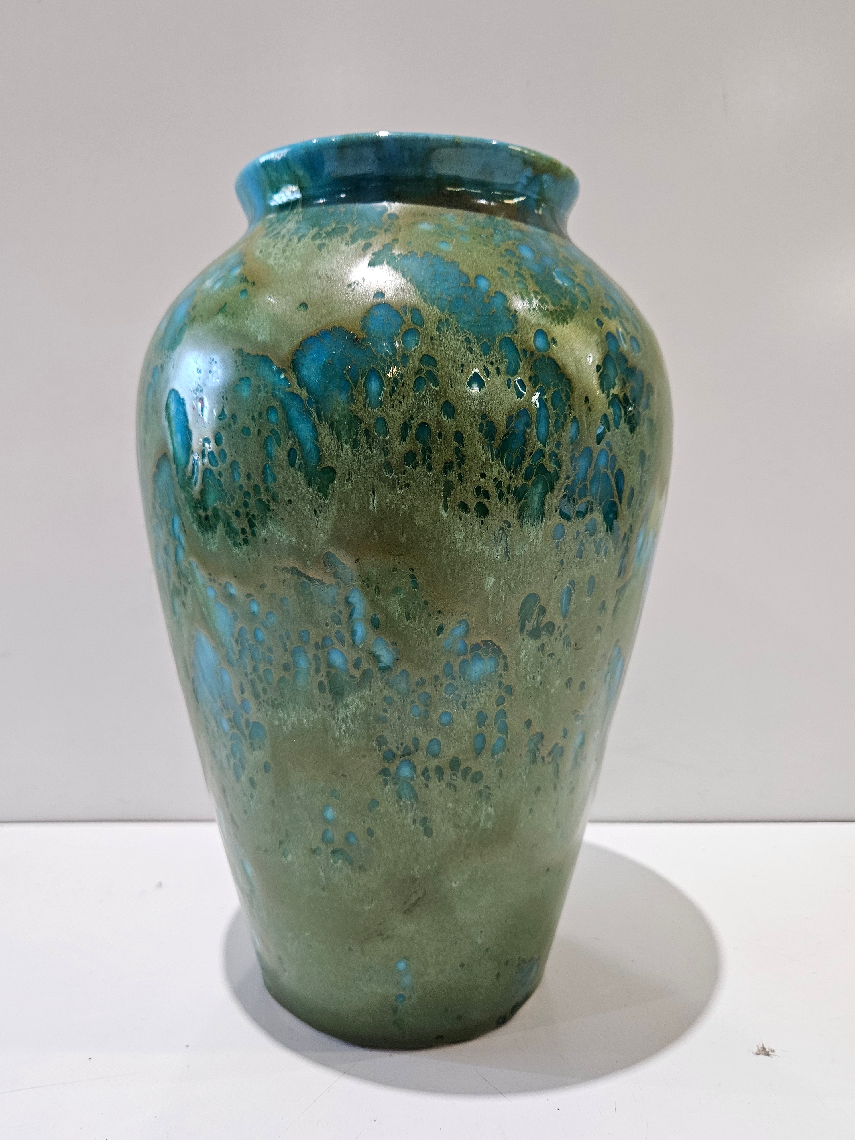 Vintage Blue Green Drip Glaze Art Pottery Vase Studio Ceramic Decorative Decor