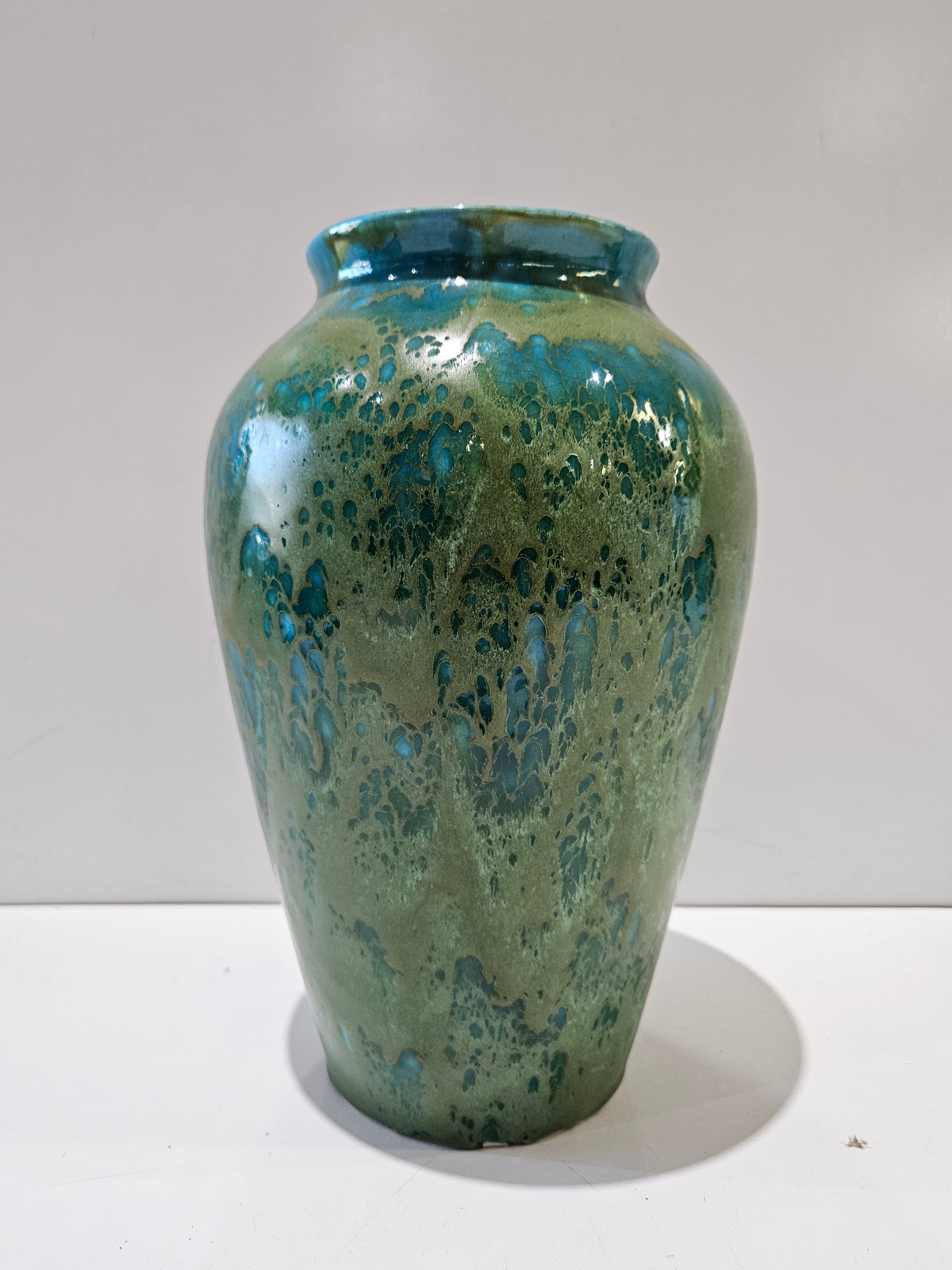 Vintage Blue Green Drip Glaze Art Pottery Vase Studio Ceramic Decorative Decor