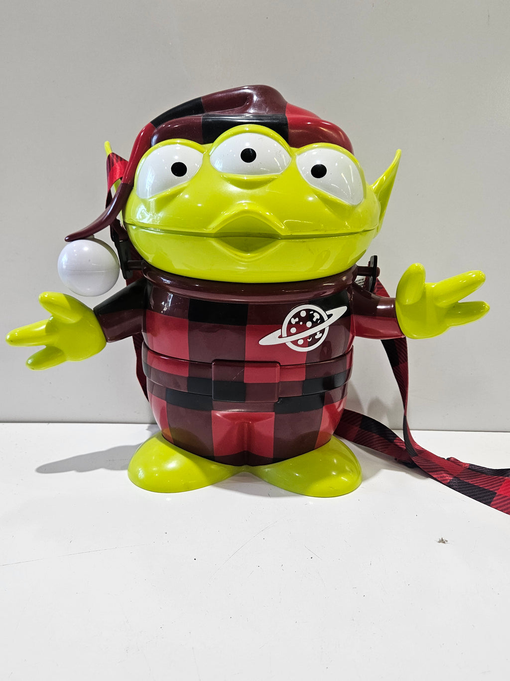 Disney Pixar Toy Story Alien Popcorn Bucket Red Buffalo Plaid Holiday Container