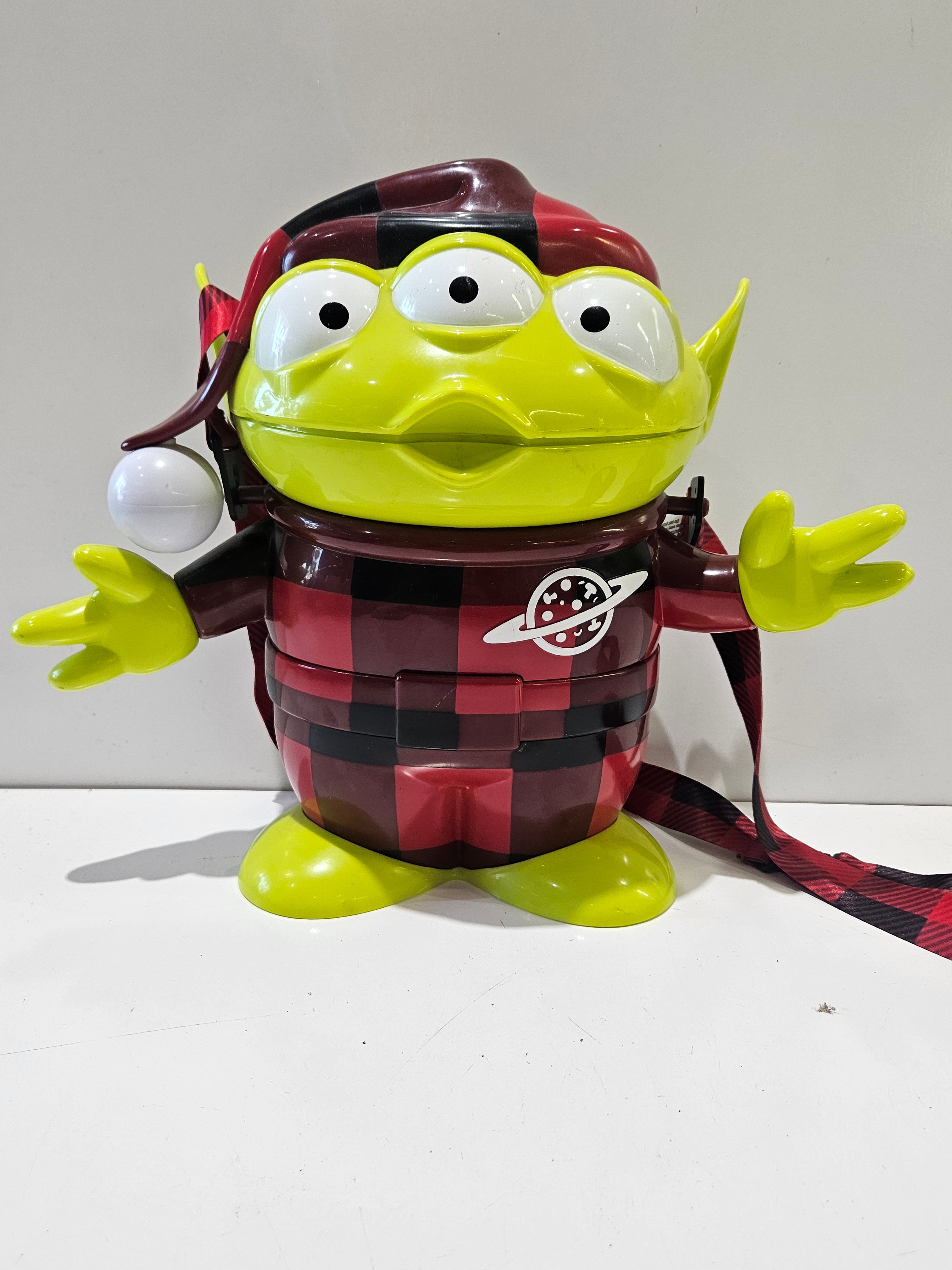 Disney Pixar Toy Story Alien Popcorn Bucket Red Buffalo Plaid Holiday Container