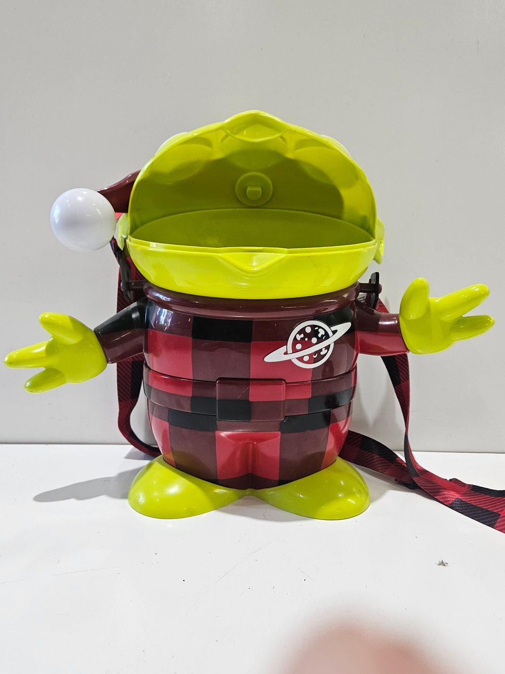 Disney Pixar Toy Story Alien Popcorn Bucket Red Buffalo Plaid Holiday Container