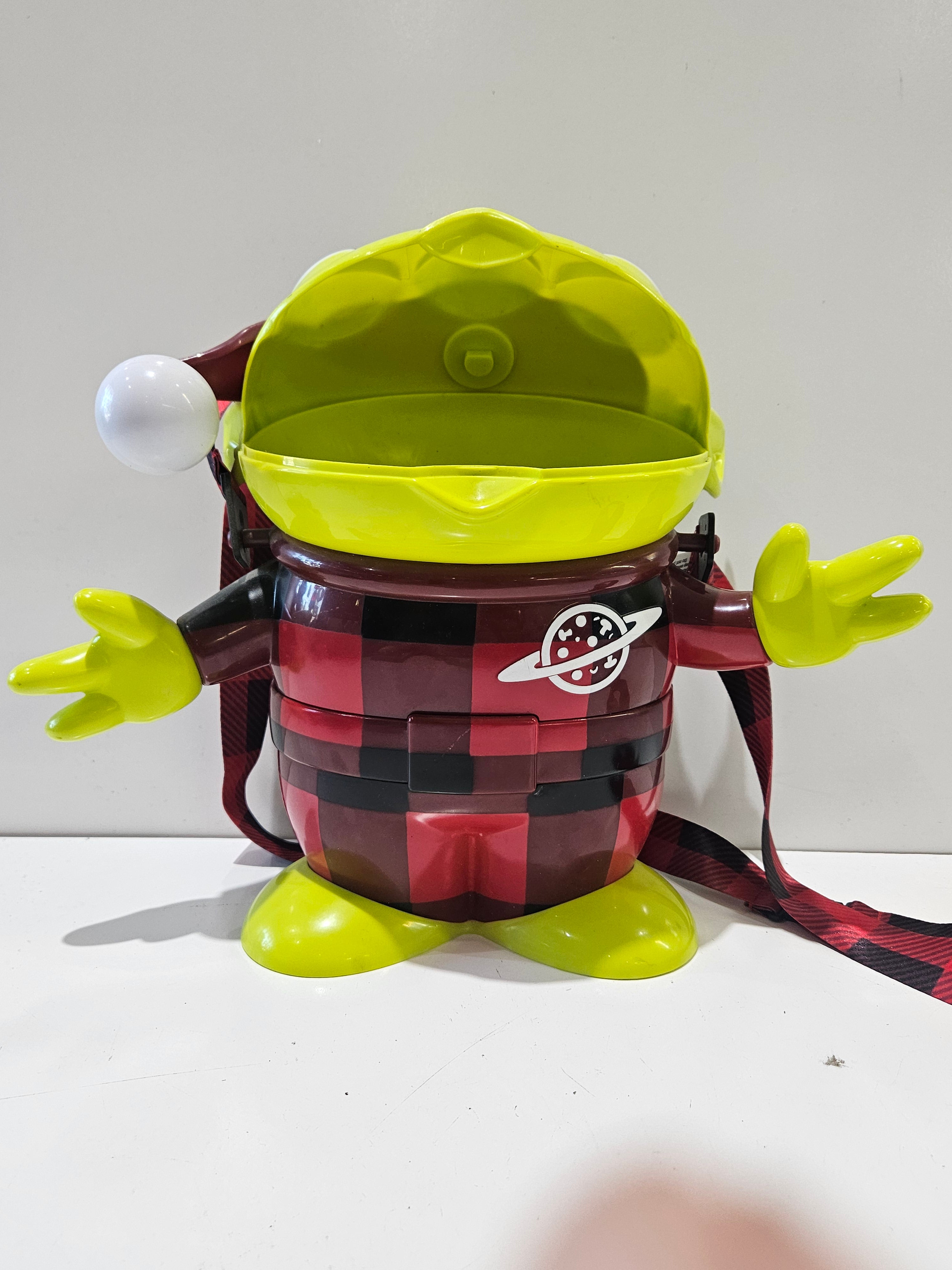 Disney Pixar Toy Story Alien Popcorn Bucket Red Buffalo Plaid Holiday Container