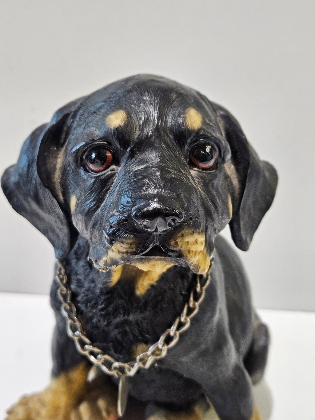 Rottweiler Puppy Dog Figurine Statue Black Tan Resin Decor Collectible Display