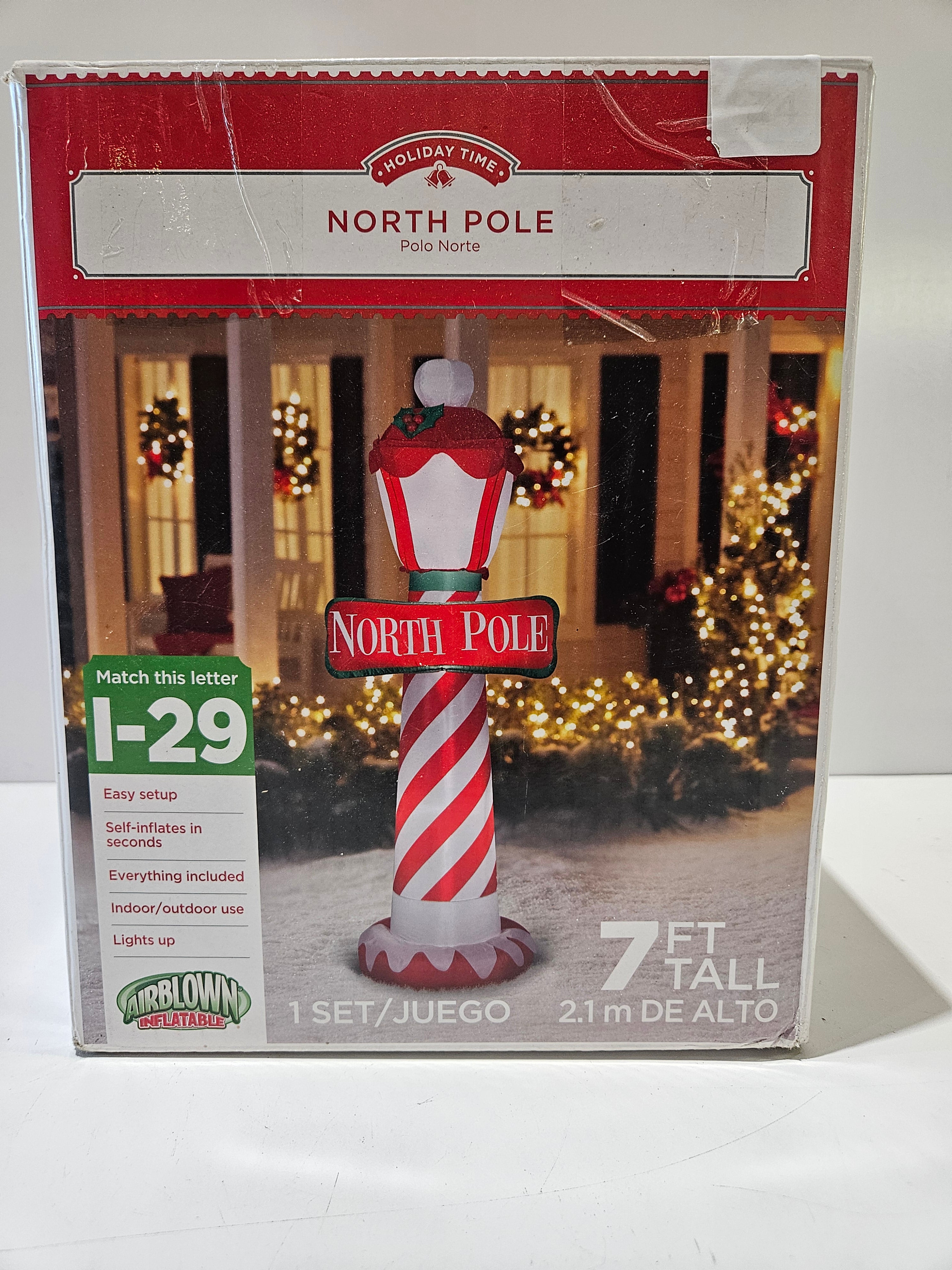Holiday Time 7Ft North Pole Airblown Inflatable Christmas Yard Decor Lighted