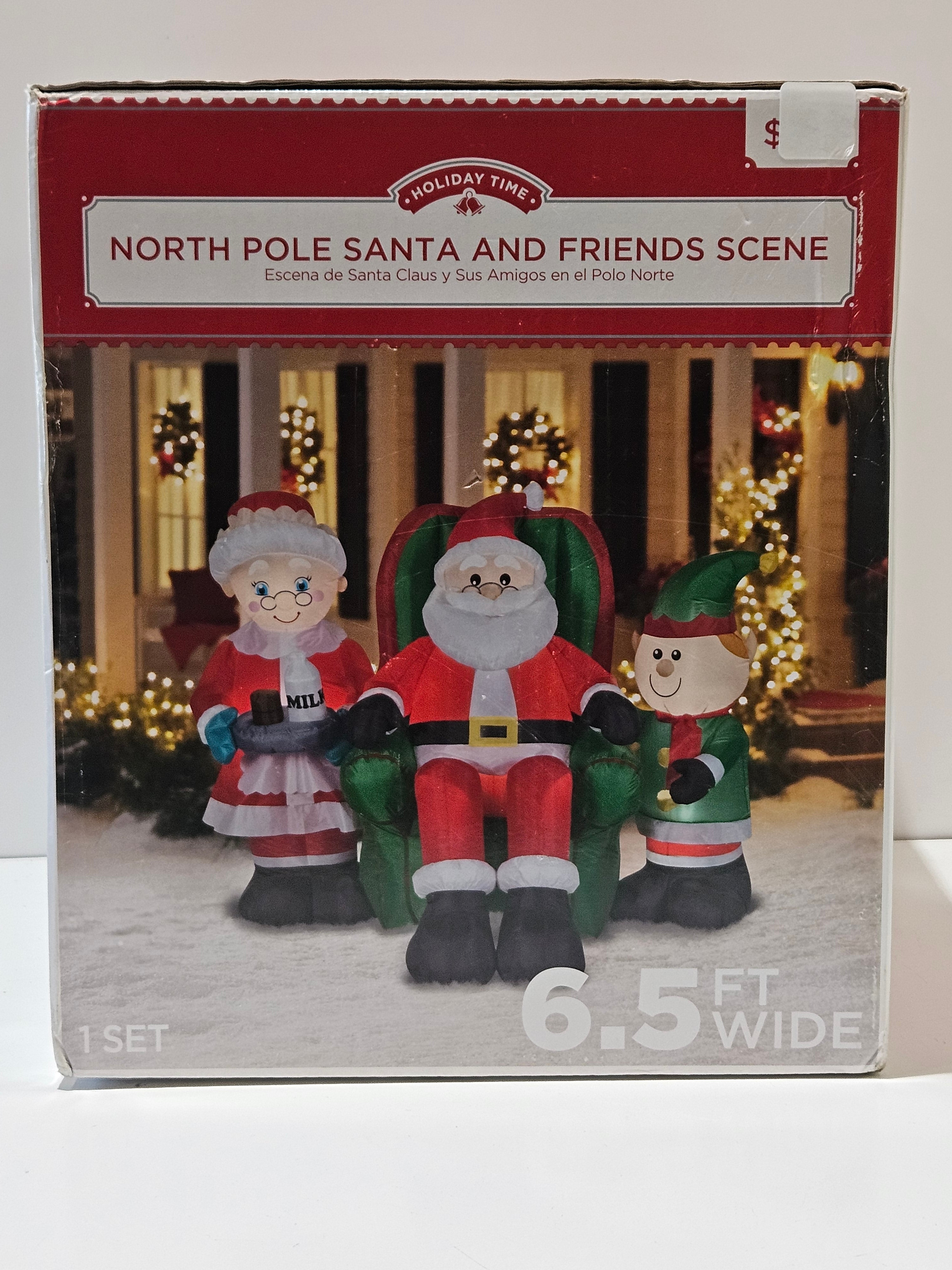 Holiday Time 6.5Ft North Pole Santa And Friends Scene Airblown Inflatable Decor