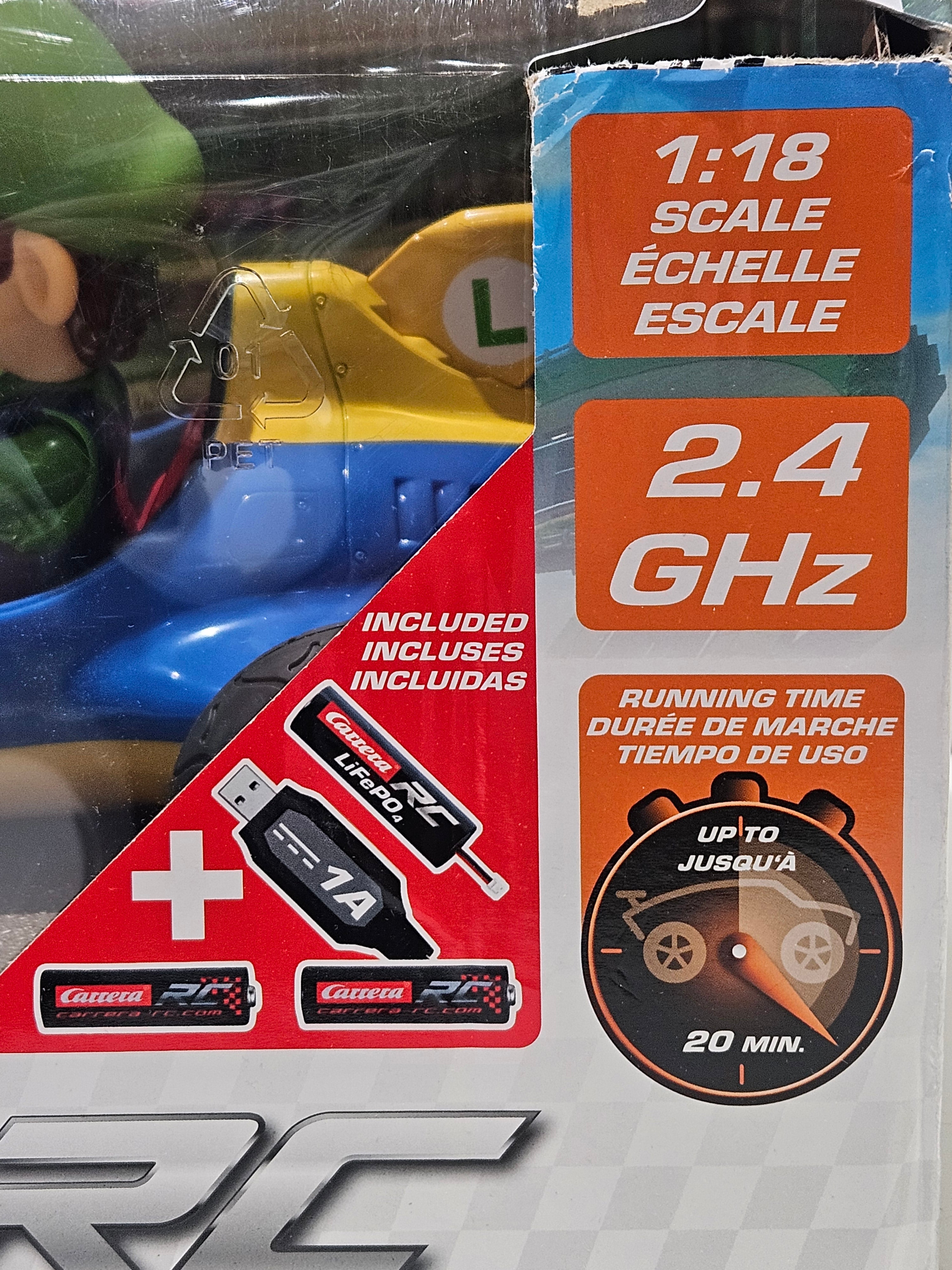 Carrera RC Luigi Mario Kart 1:18 2.4GHz Remote Control Racer Nintendo Vehicle