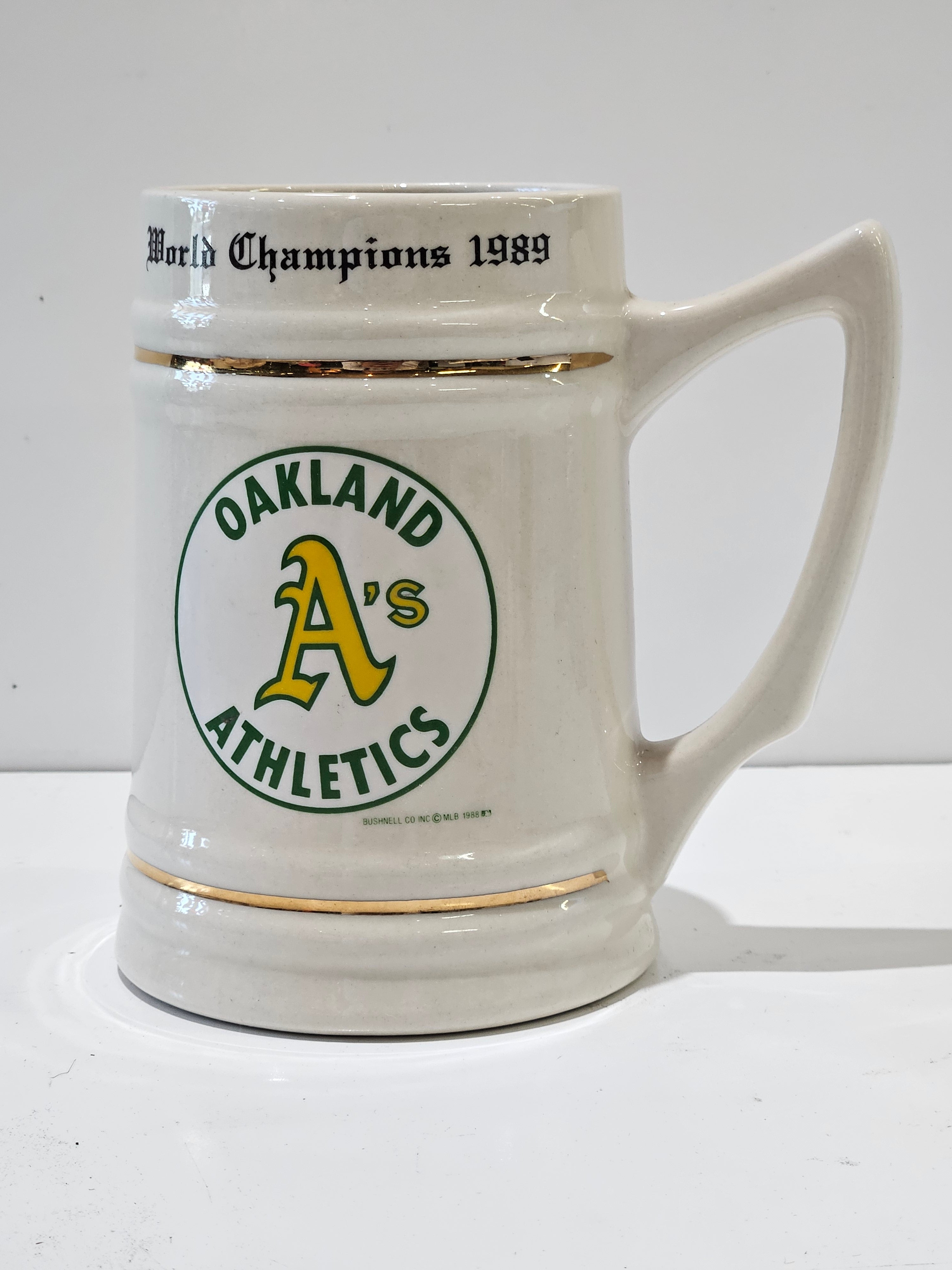 Vintage 1989 Oakland Athletics World Champions Ceramic Beer Stein MLB Collectible