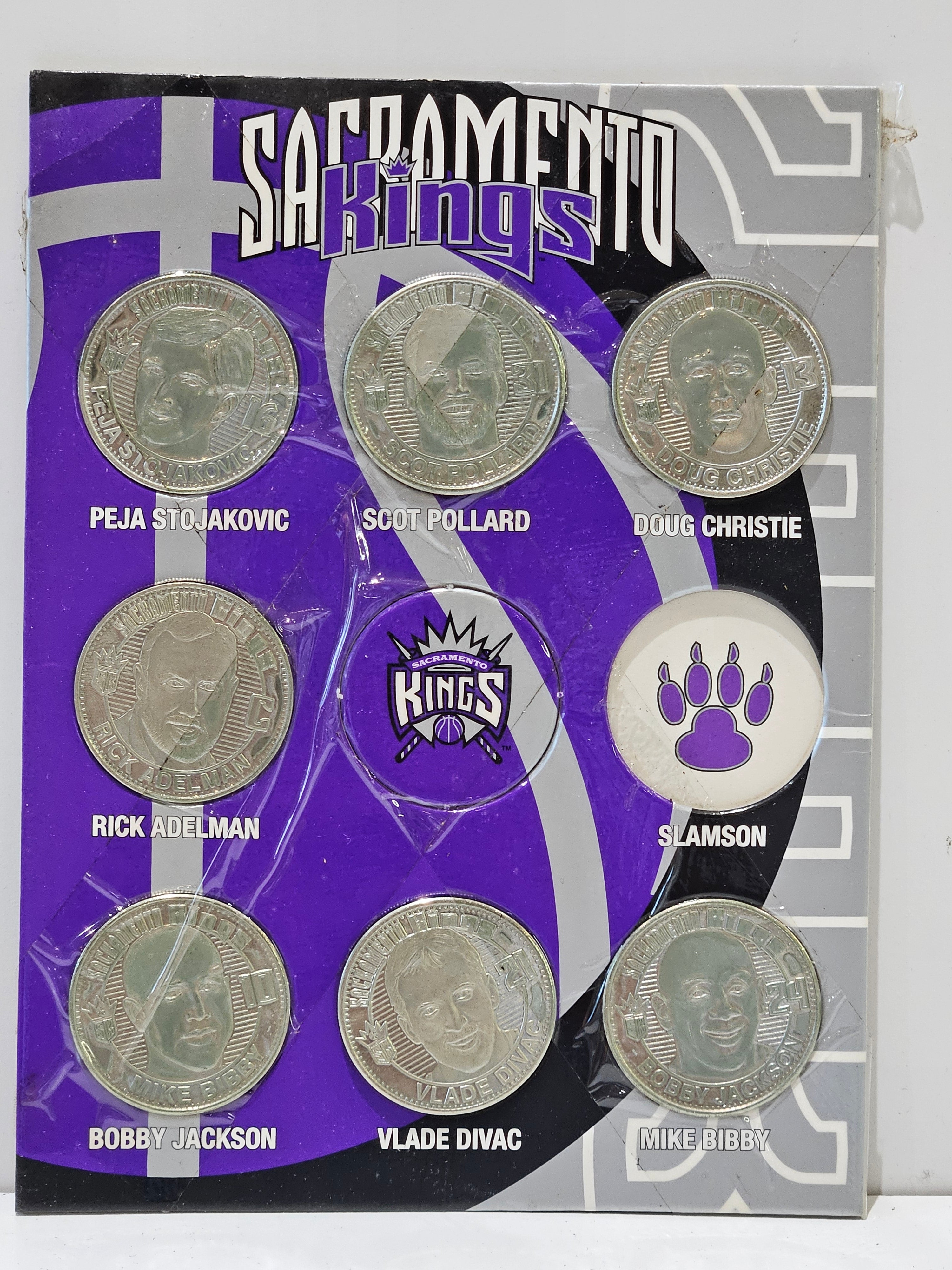 Sacramento Kings Commemorative Coin Set Peja Bibby Divac Christie Pollard Display