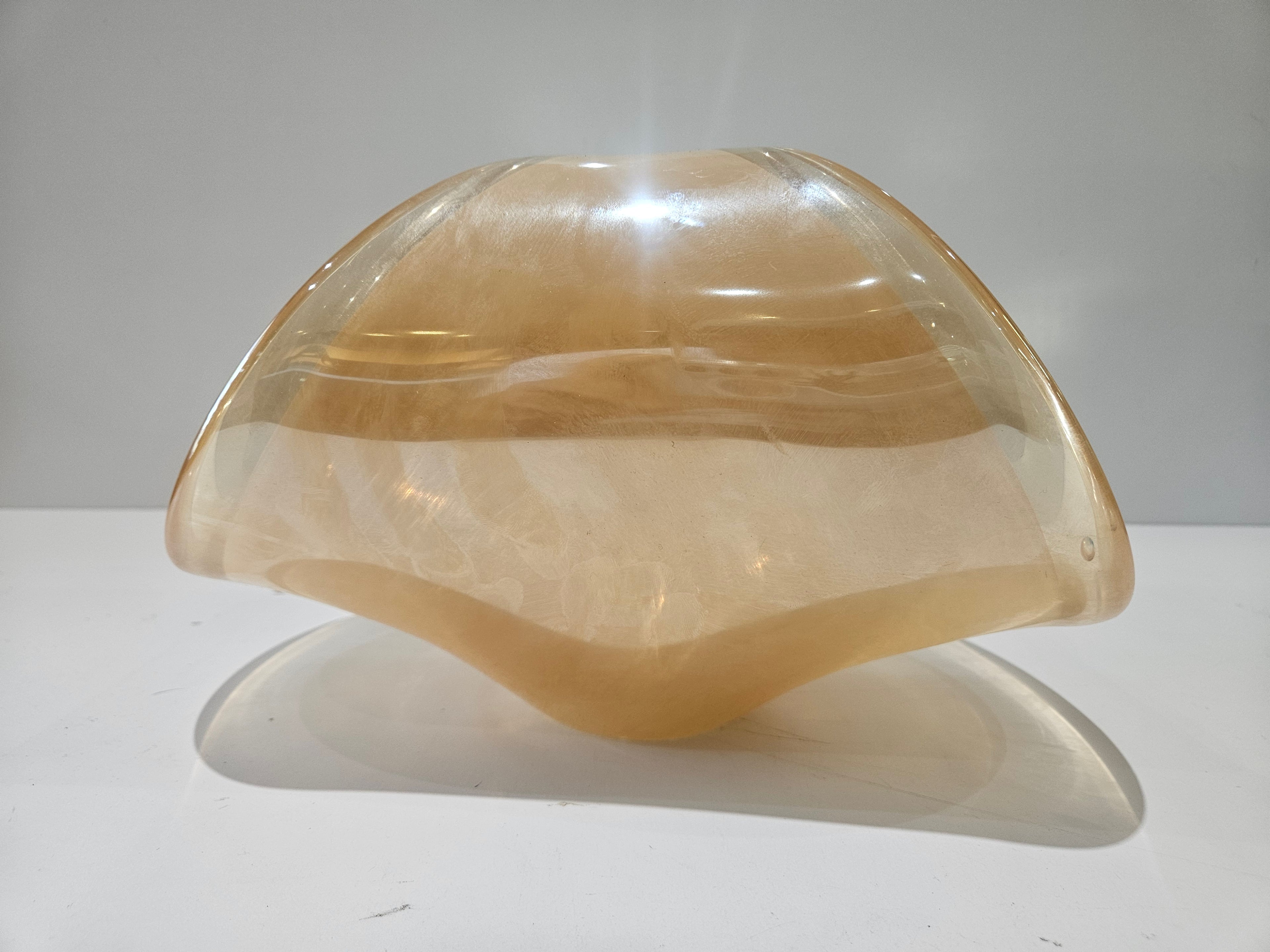 Vintage Lavarto A Mano Italian Iridescent Art Glass Cornucopia Vase Centerpiece