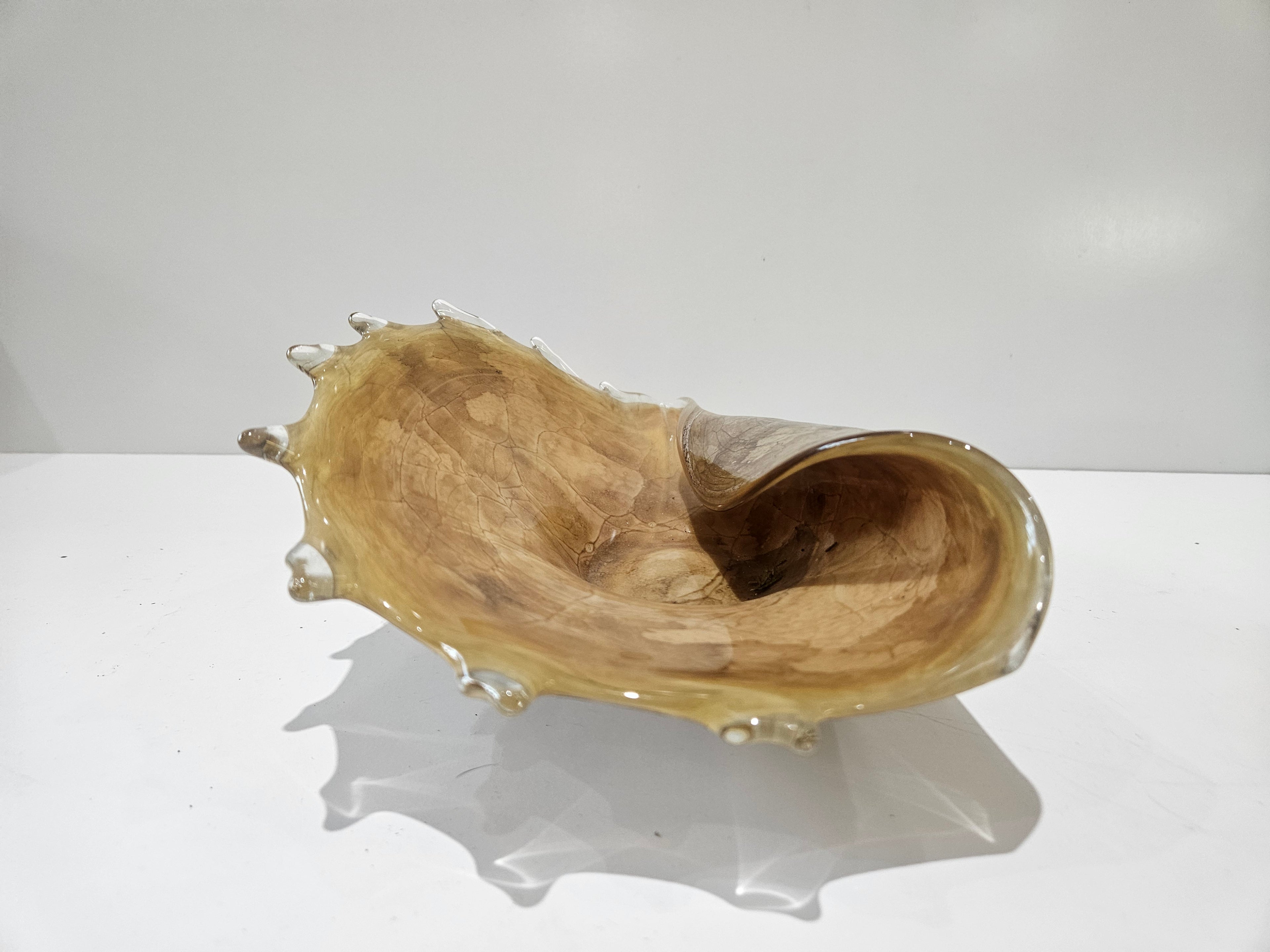 Vintage Italian Hand Blown Art Glass Seashell Centerpiece Bowl Decorative Decor