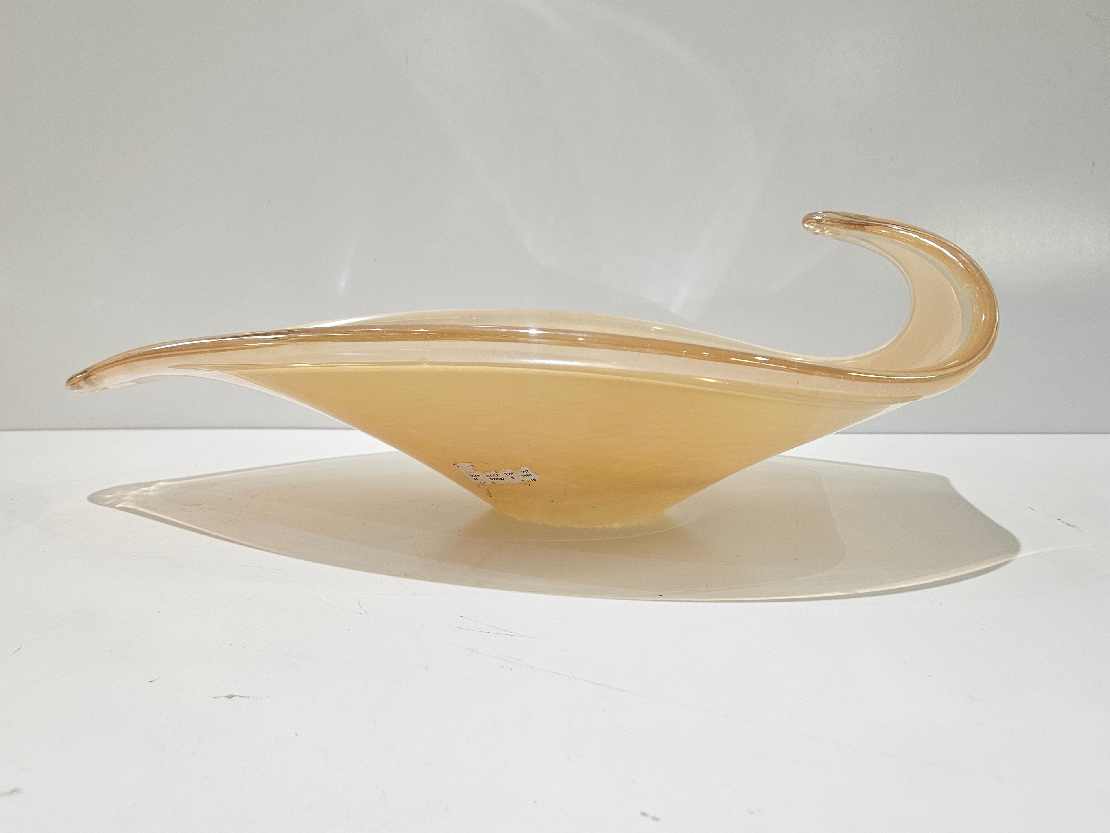 Vintage Italian Hand Blown Iridescent Art Glass Centerpiece Bowl Freeform Scroll