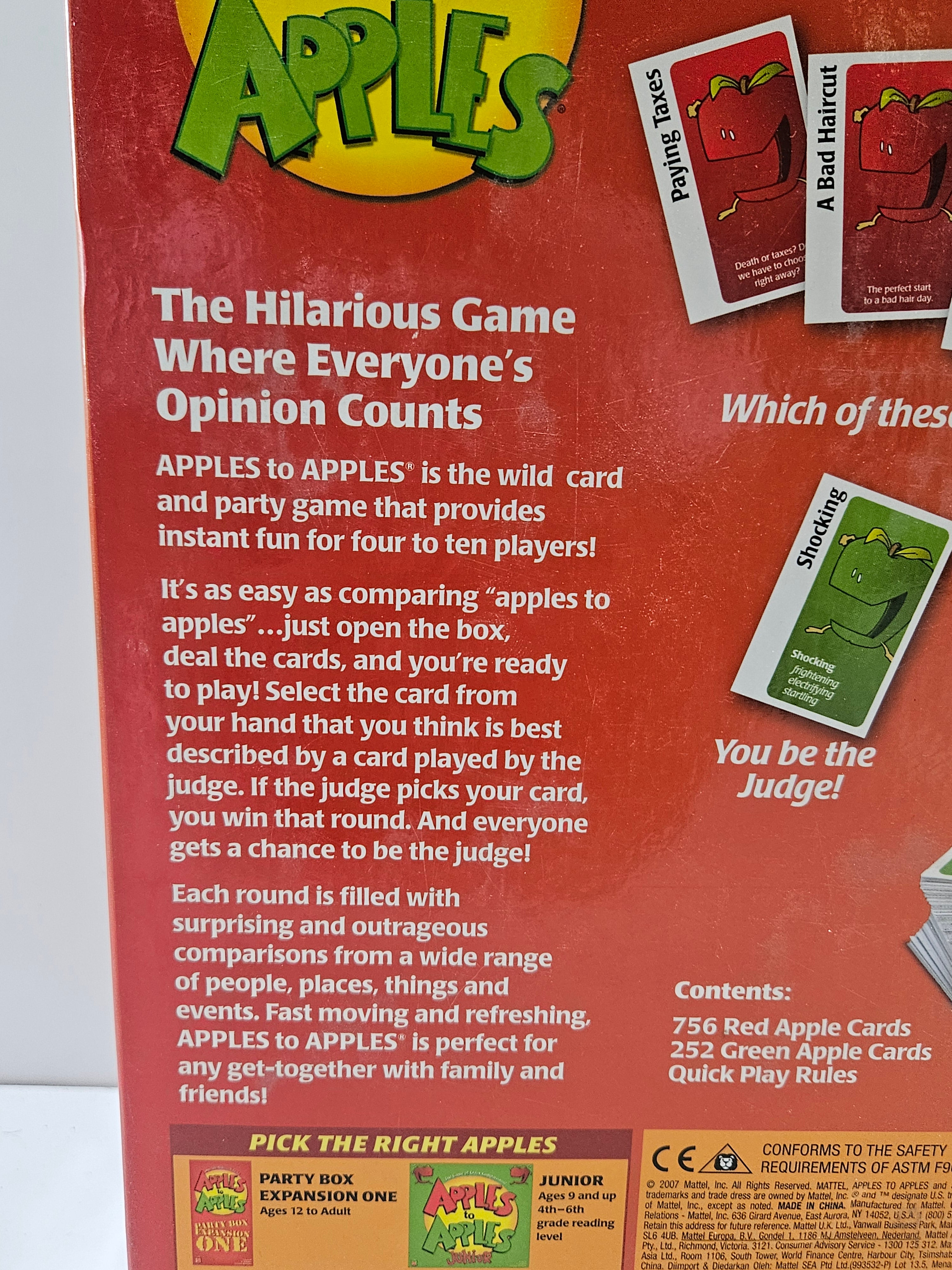 Apples To Apples Party Box Family Board Game 2007 Mattel 1000+ Cards Edition