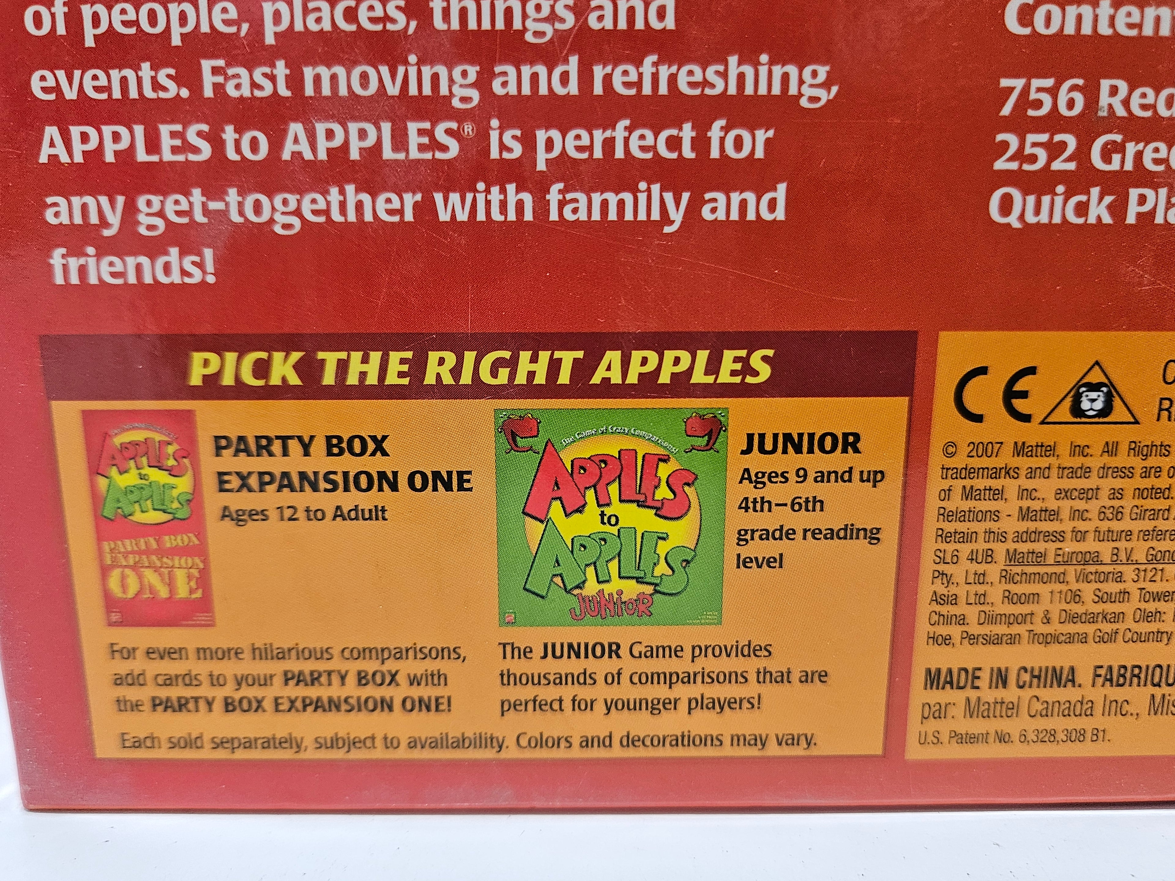 Apples To Apples Party Box Family Board Game 2007 Mattel 1000+ Cards Edition