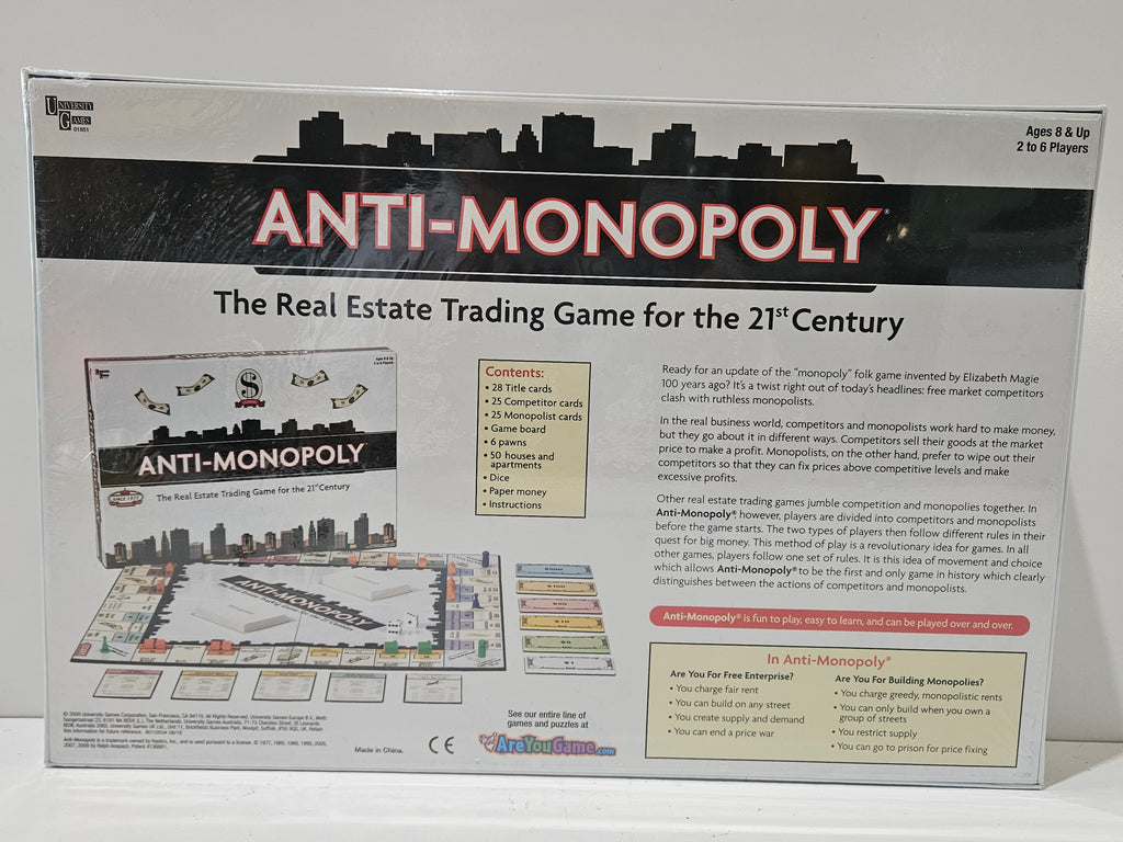 Anti-Monopoly Classic Board Game Real Estate Trading Game University Games 2007