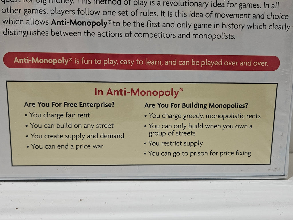 Anti-Monopoly Classic Board Game Real Estate Trading Game University Games 2007