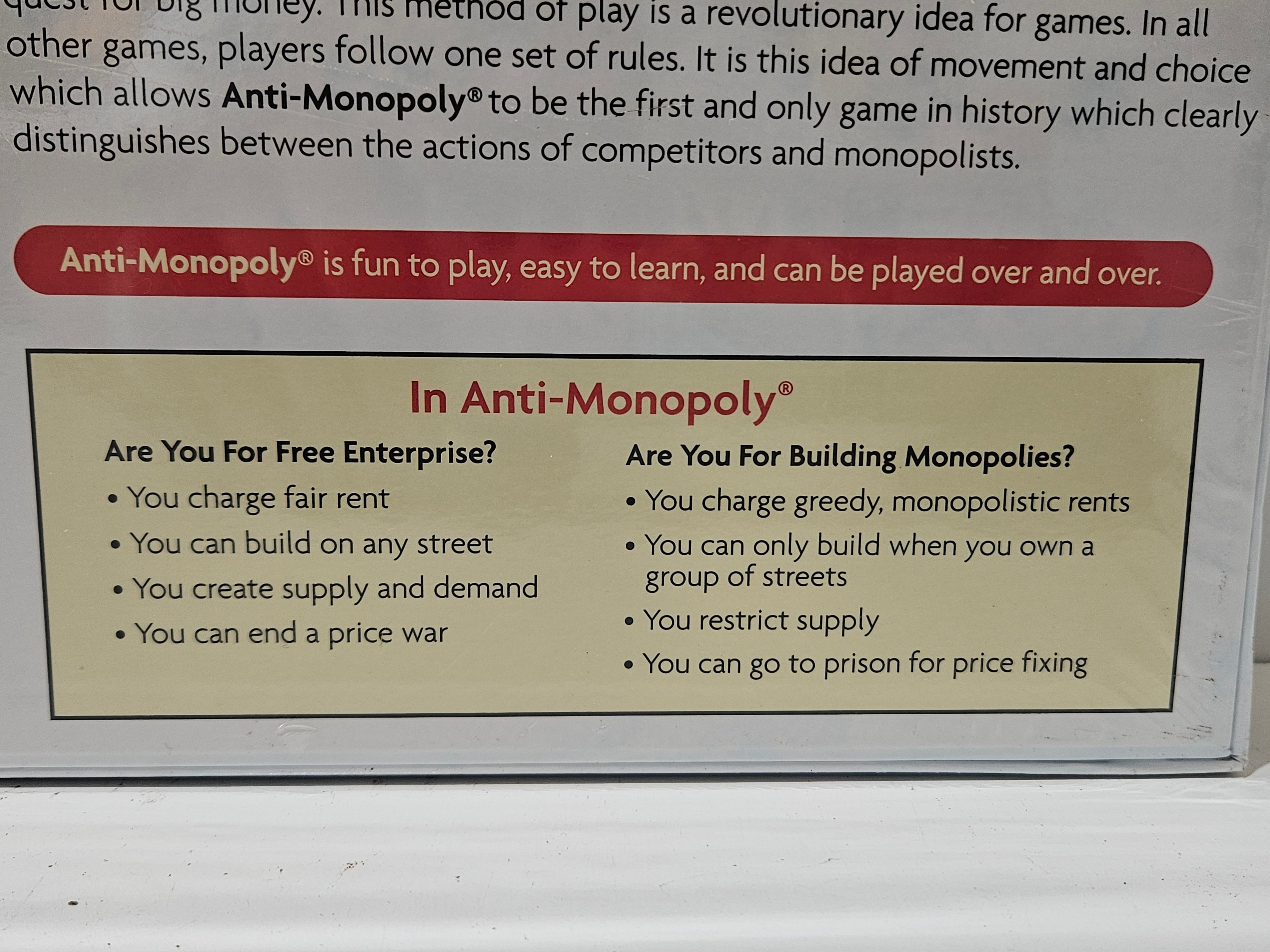 Anti-Monopoly Classic Board Game Real Estate Trading Game University Games 2007