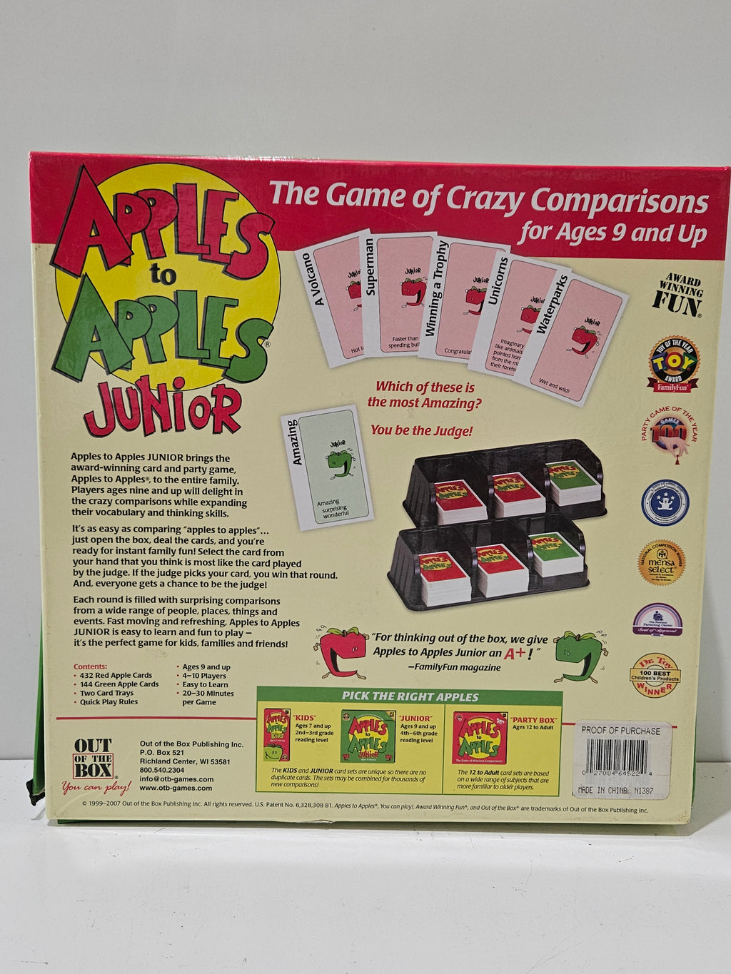 Apples To Apples Junior Family Party Board Game Ages 9+ Out Of The Box 2007