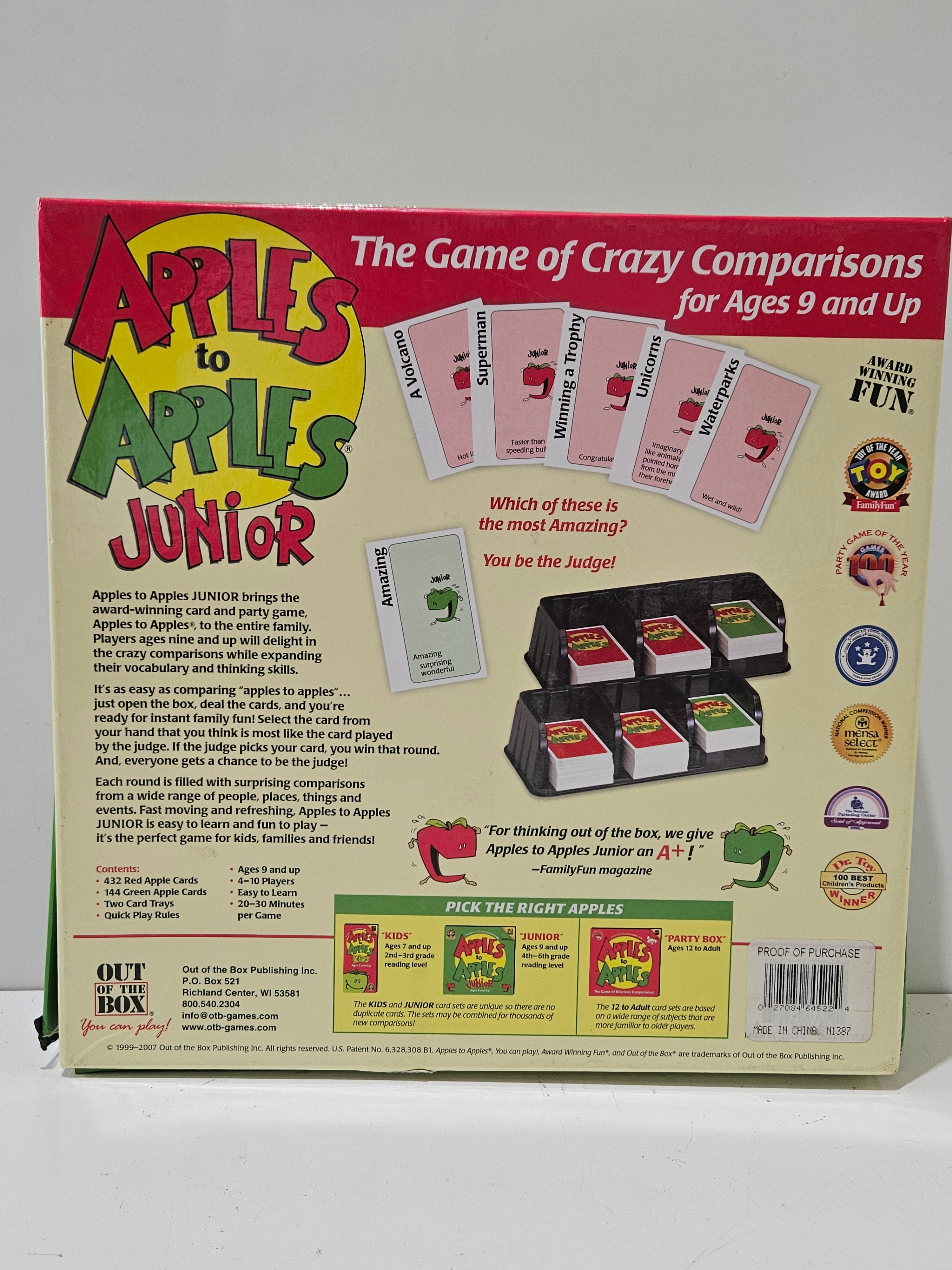 Apples To Apples Junior Family Party Board Game Ages 9+ Out Of The Box 2007