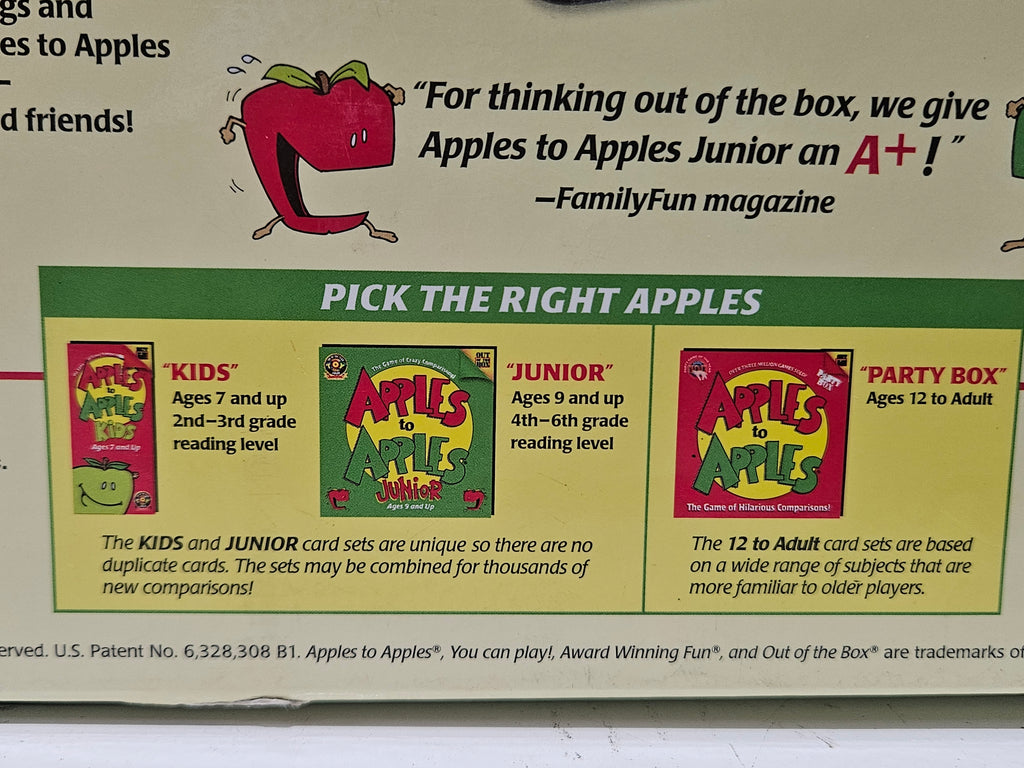 Apples To Apples Junior Family Party Board Game Ages 9+ Out Of The Box 2007