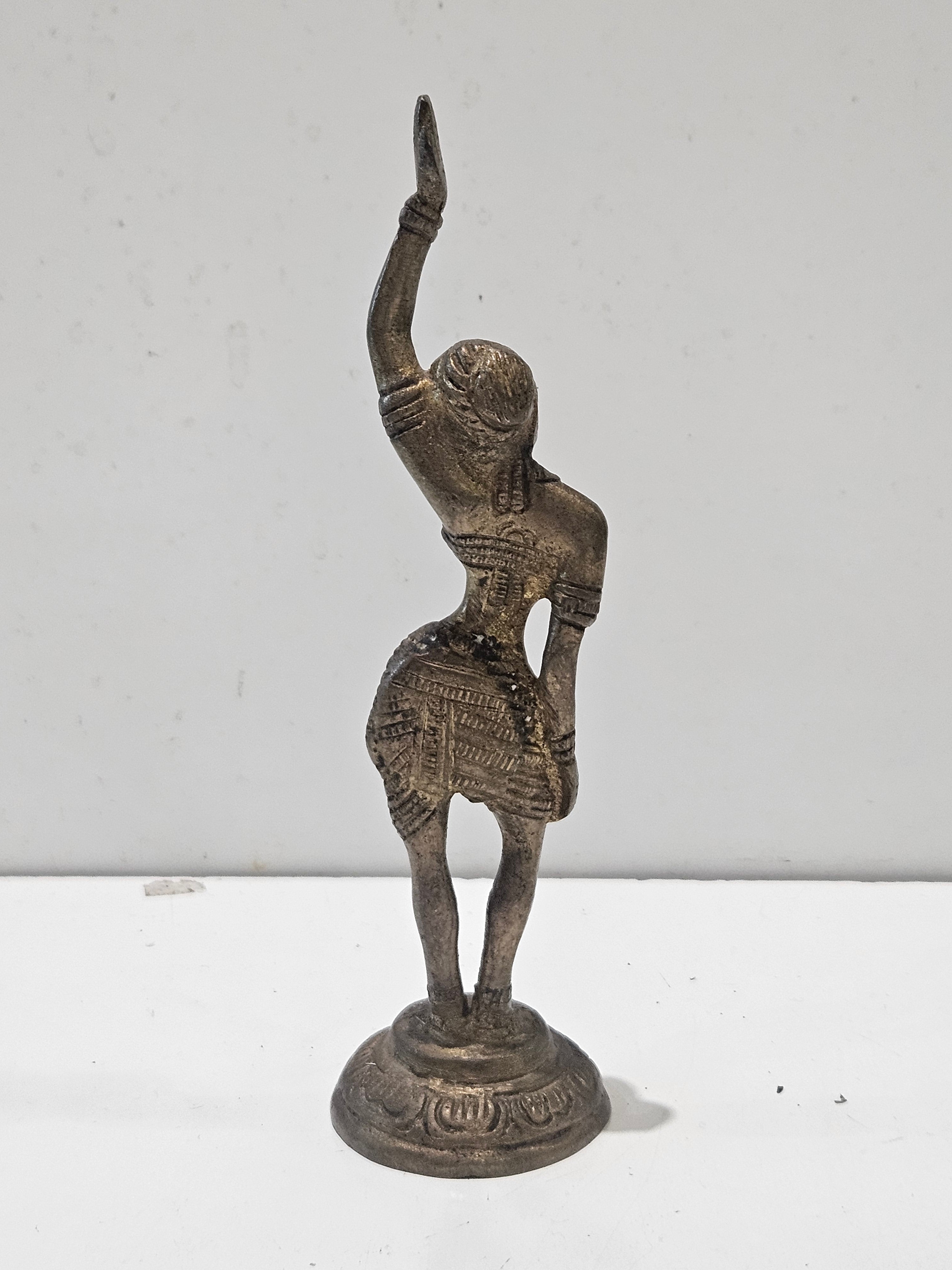 Vintage Indian Dancer Metal Figurine Statue Tribal Folk Art Decorative Sculpture