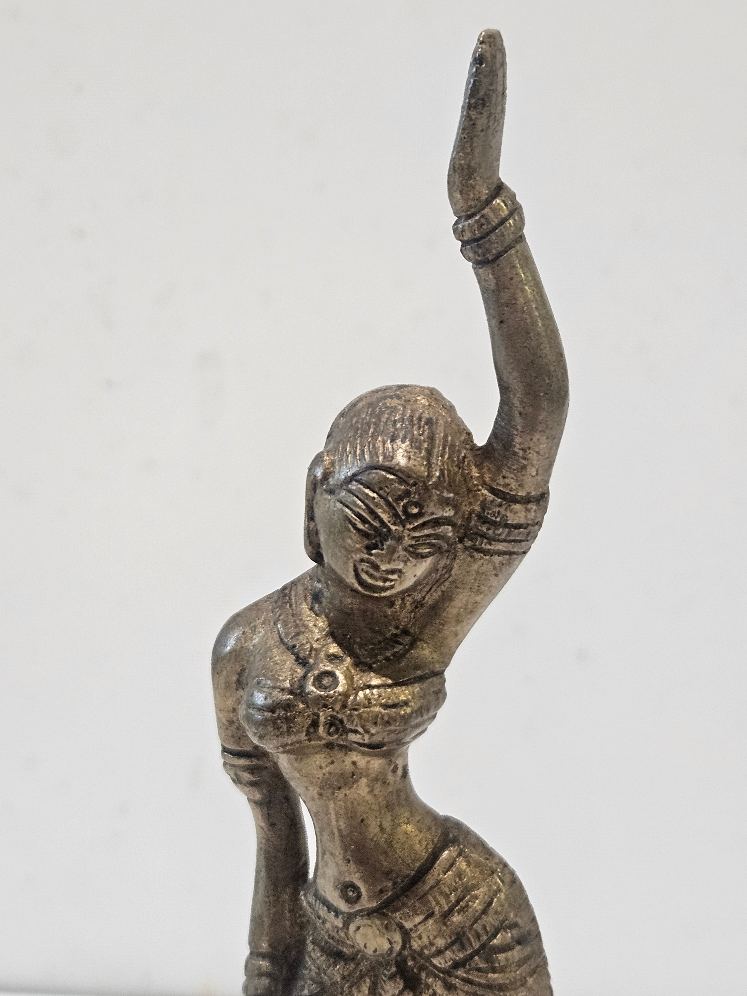 Vintage Indian Dancer Metal Figurine Statue Tribal Folk Art Decorative Sculpture