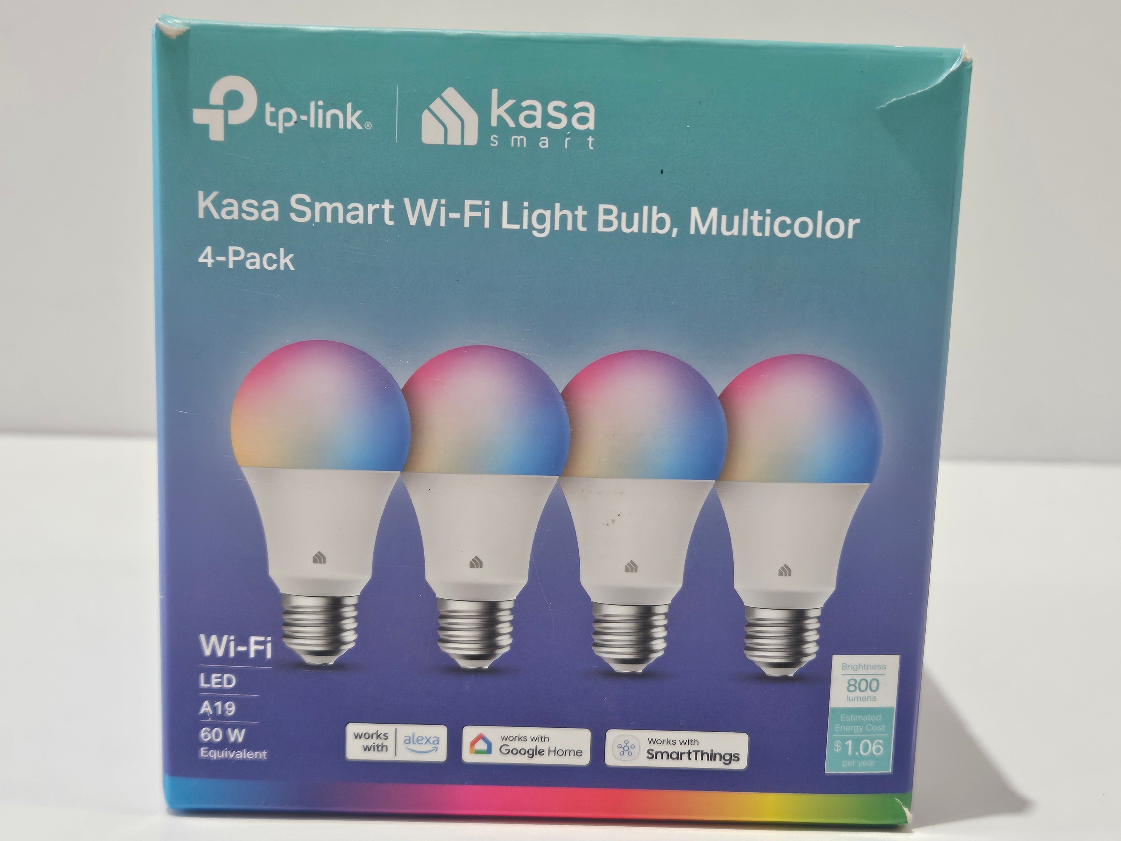 TP-Link Kasa Smart Wi-Fi Multicolor LED Light Bulbs KL125P4 4-Pack Alexa Home