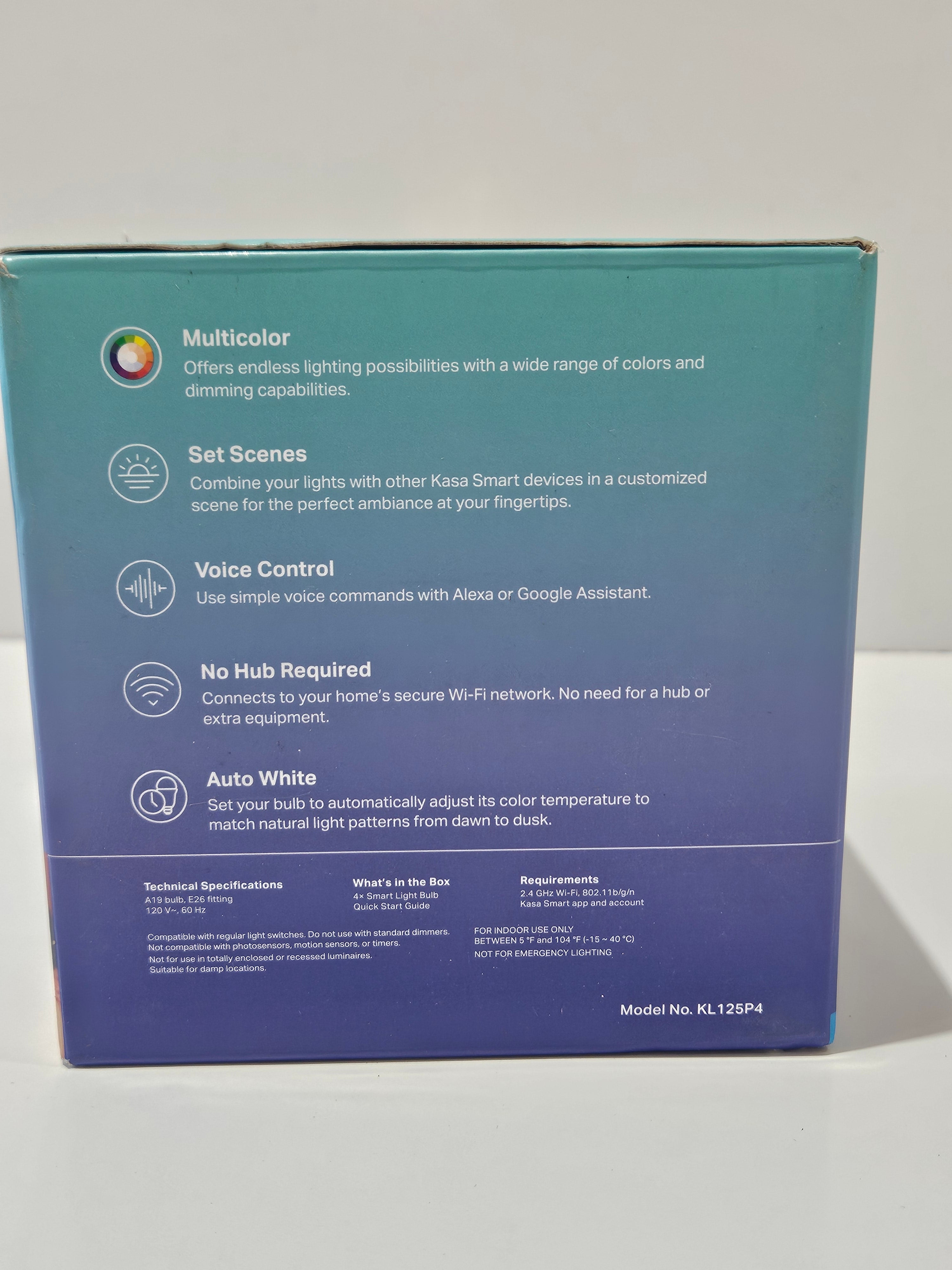 TP-Link Kasa Smart Wi-Fi Multicolor LED Light Bulbs KL125P4 4-Pack Alexa Home