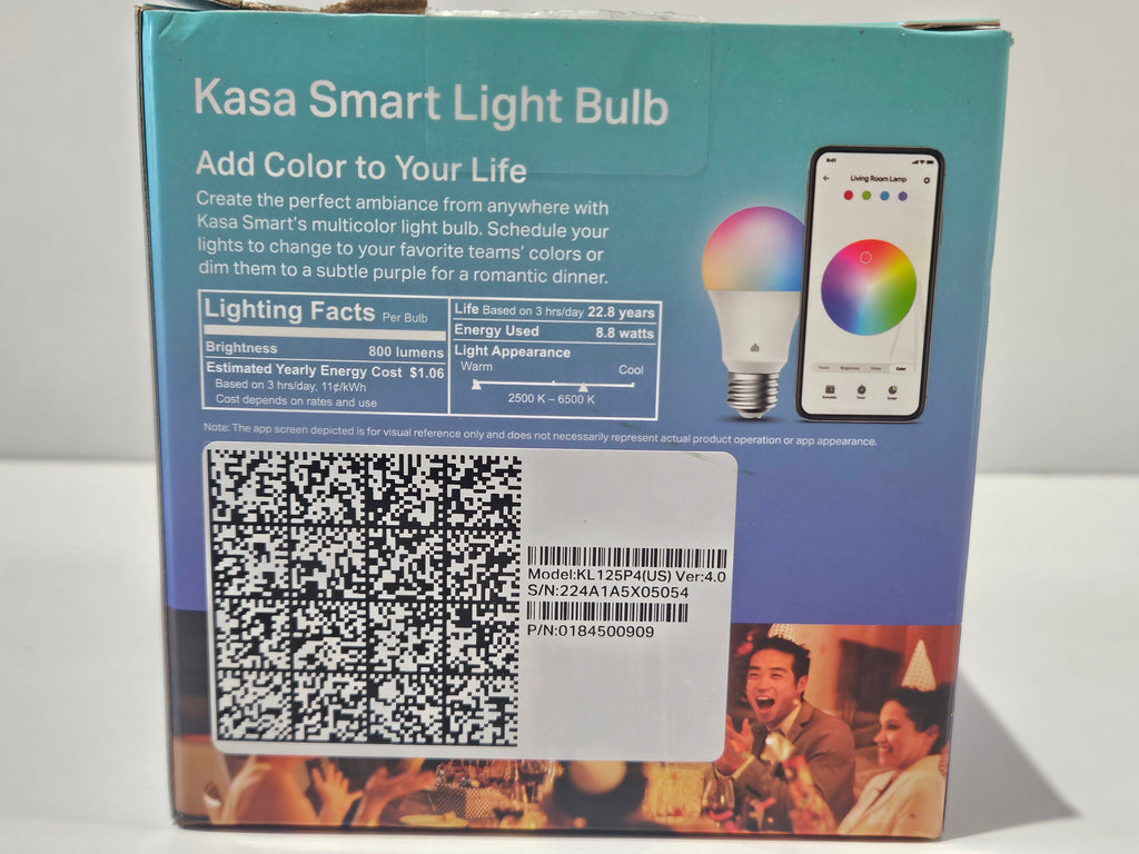 TP-Link Kasa Smart Wi-Fi Multicolor LED Light Bulbs KL125P4 4-Pack Alexa Home