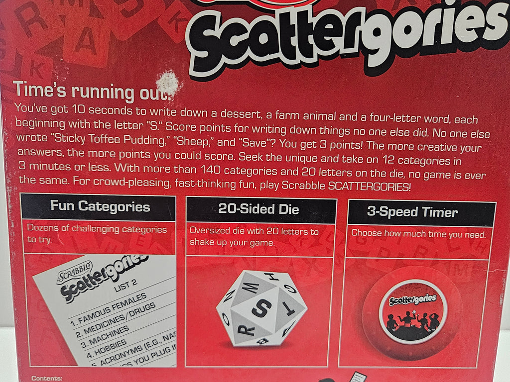 Hasbro Scrabble Scattergories Board Game 2012 Complete Party Word Game 2-6 Players