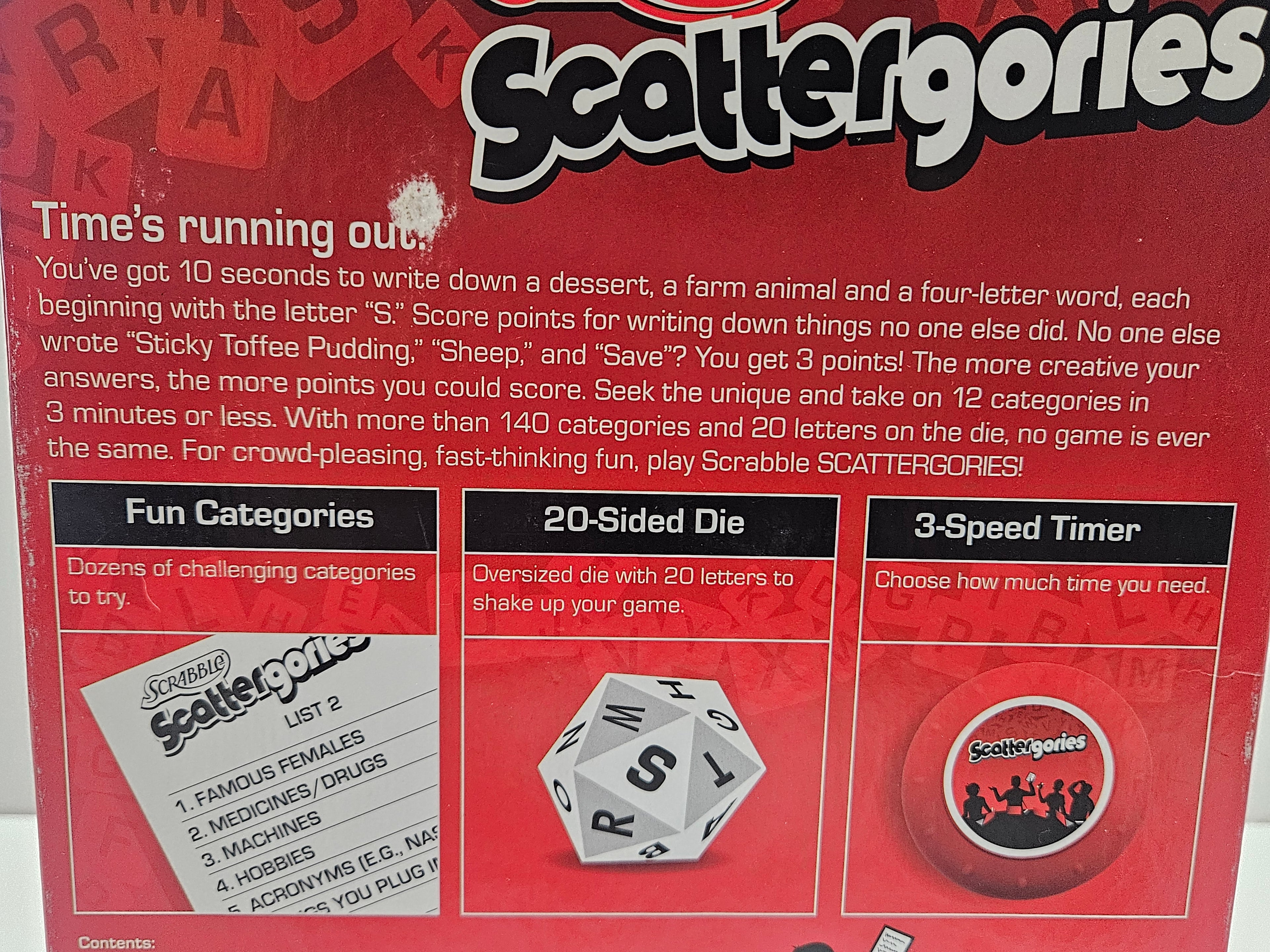 Hasbro Scrabble Scattergories Board Game 2012 Complete Party Word Game 2-6 Players