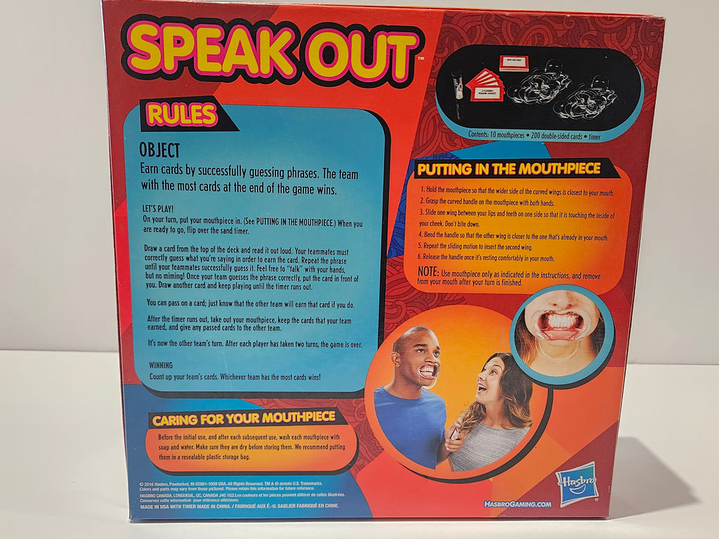 Hasbro Speak Out Mouthpiece Challenge Party Game Ages 16+ 2016 Complete Boxed