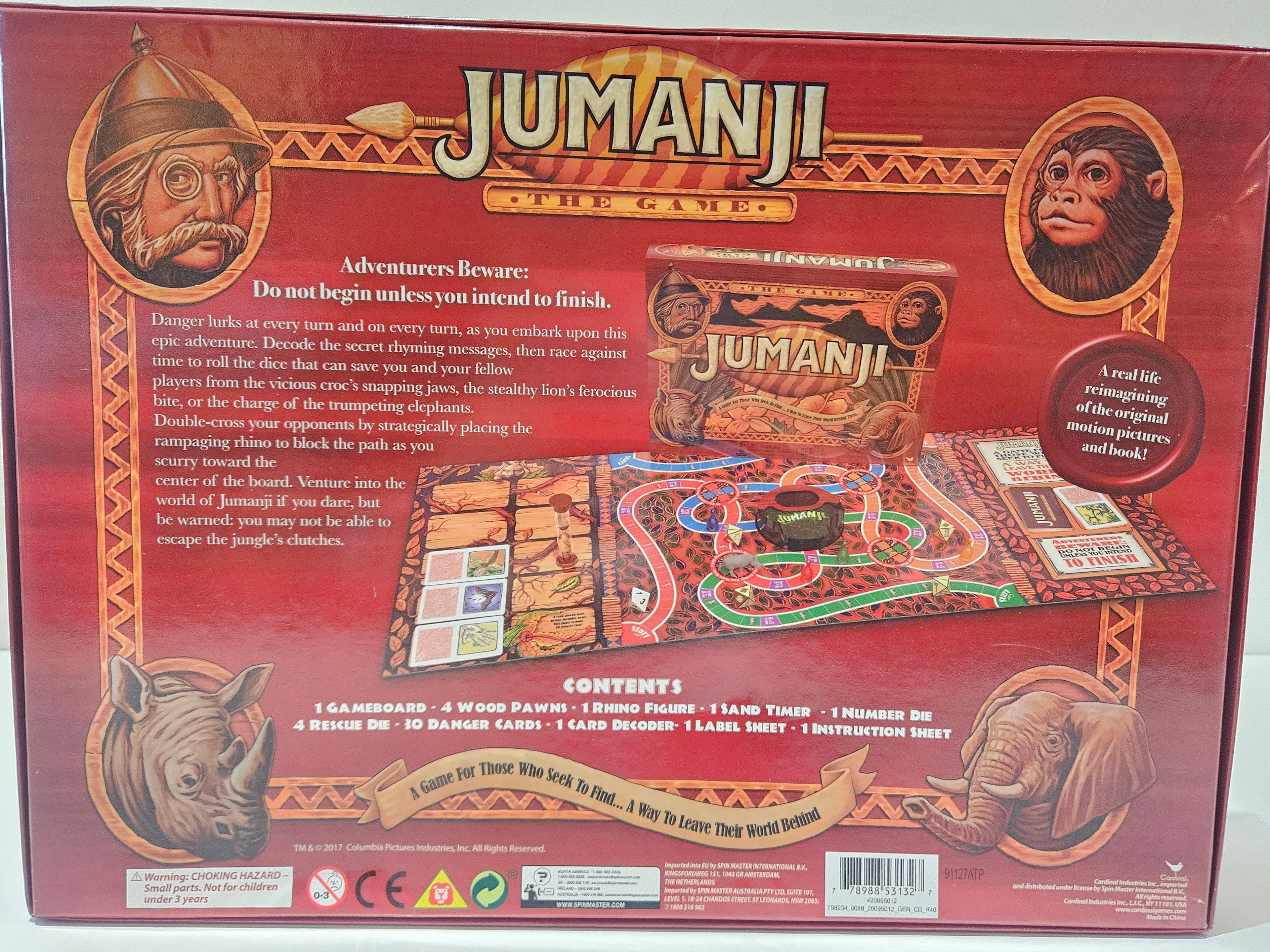 Jumanji The Game 2017 Cardinal Spin Master Family Adventure Board Game Complete