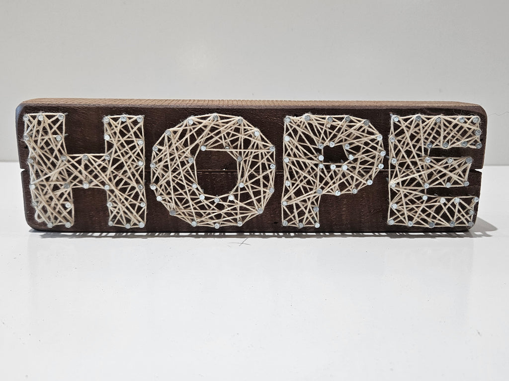 Primitives By Kathy Hope String Art Wooden Block Sign Rustic Farmhouse Shelf Decor