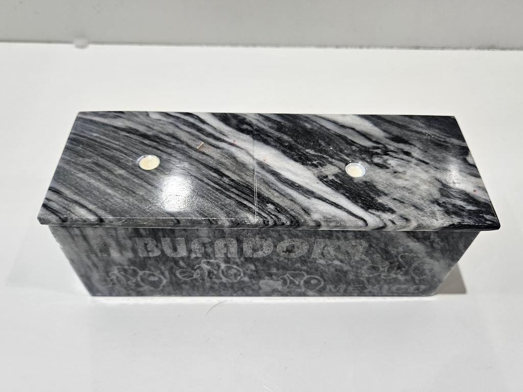 Marble Dominoes Game Set In Stone Storage Box Bufadora Mexico Souvenir Complete