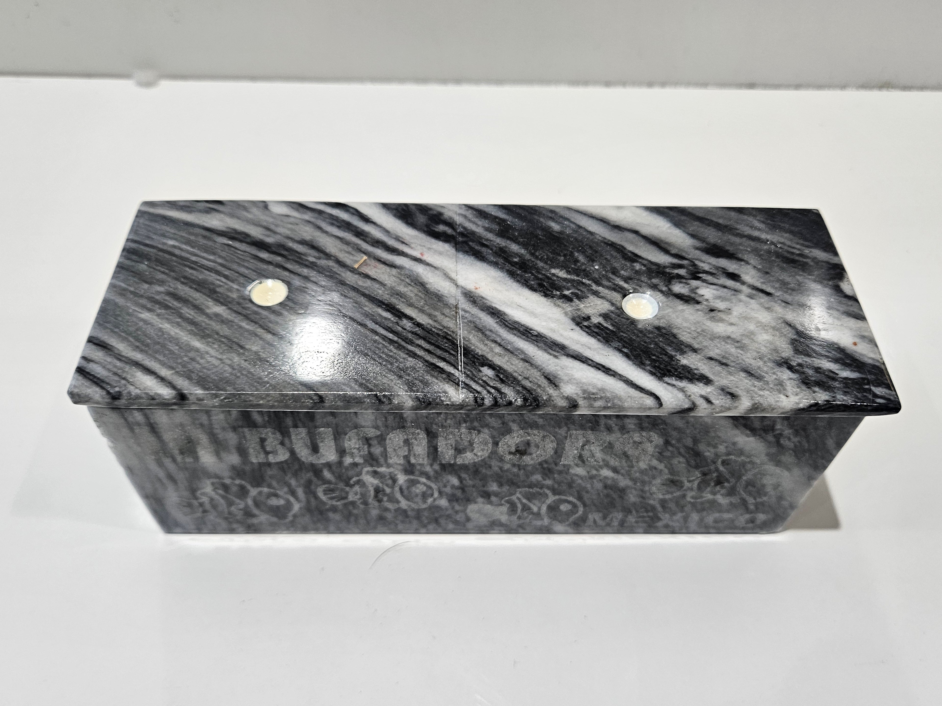 Marble Dominoes Game Set In Stone Storage Box Bufadora Mexico Souvenir Complete