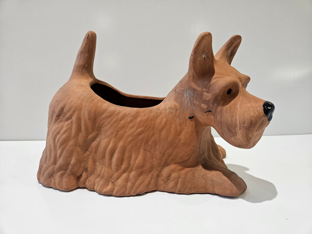 Ceramic Scottish Terrier Dog Planter Brown Scottie Succulent Flower Pot Decor