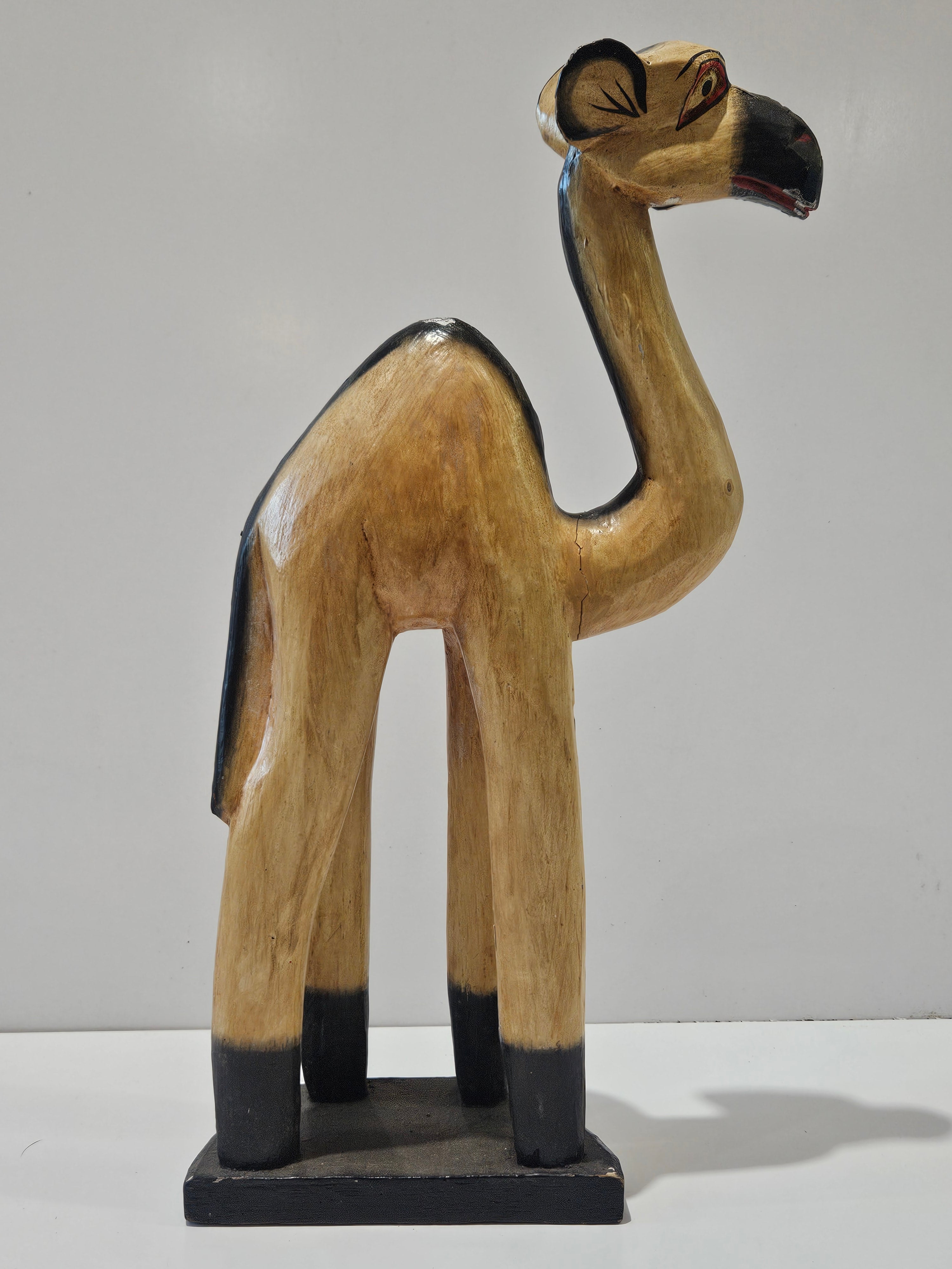Hand Carved Wooden Camel Sculpture Figurine African Safari Decor Display Statue